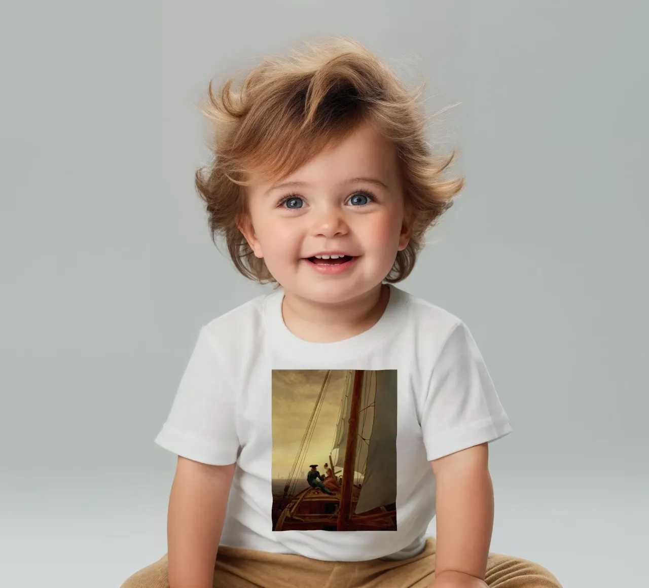 Caspar David Friedrich - A Sulla nave a vela maglietta neonato da Timeless Artworks
