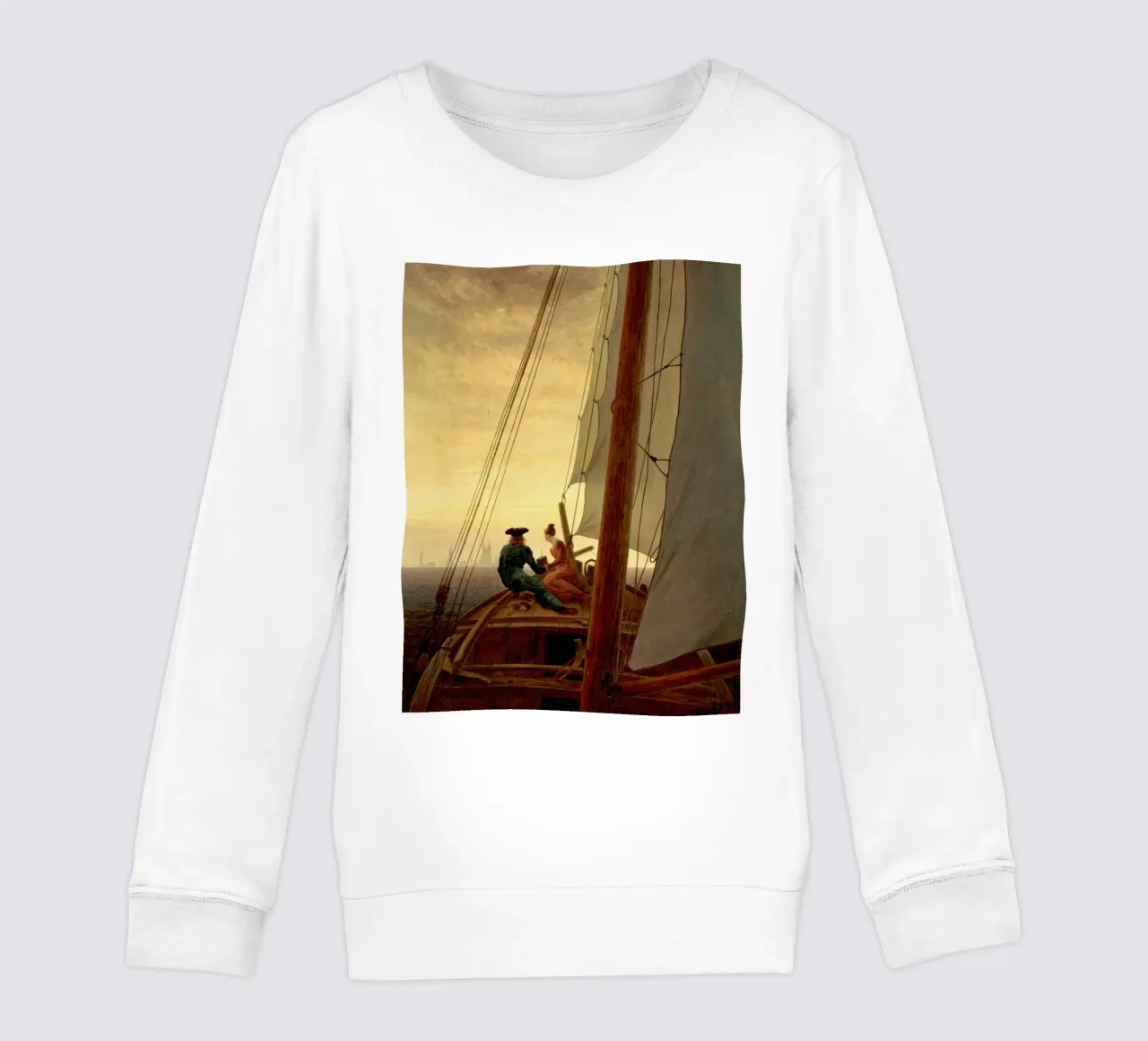Caspar David Friedrich - A Sulla nave a vela felpa bambino da Timeless Artworks