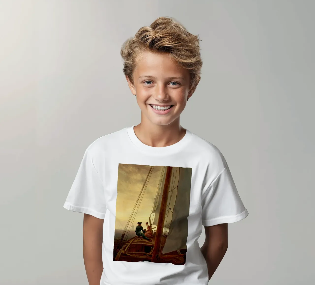 Caspar David Friedrich - A Sulla nave a vela t-shirt bambini da Timeless Artworks