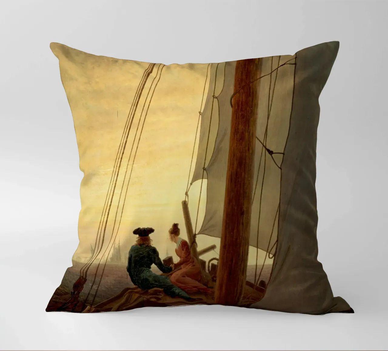 Caspar David Friedrich - A Sulla nave a vela cuscino da Timeless Artworks