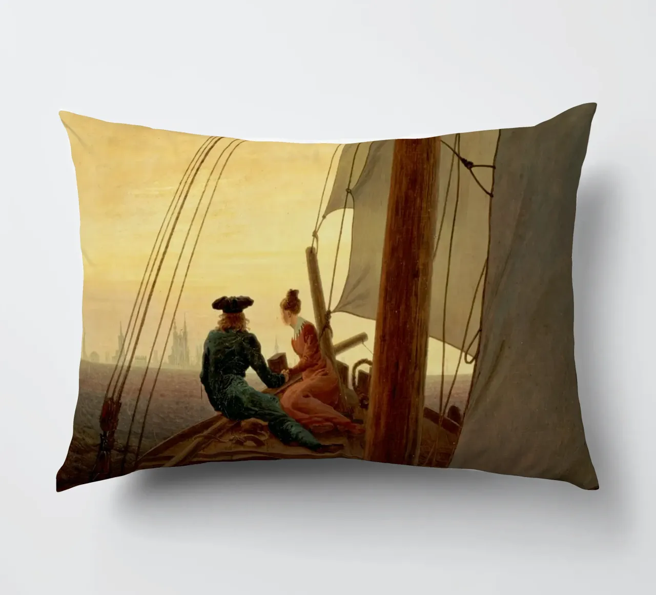 Caspar David Friedrich - A Sulla nave a vela cuscino da Timeless Artworks