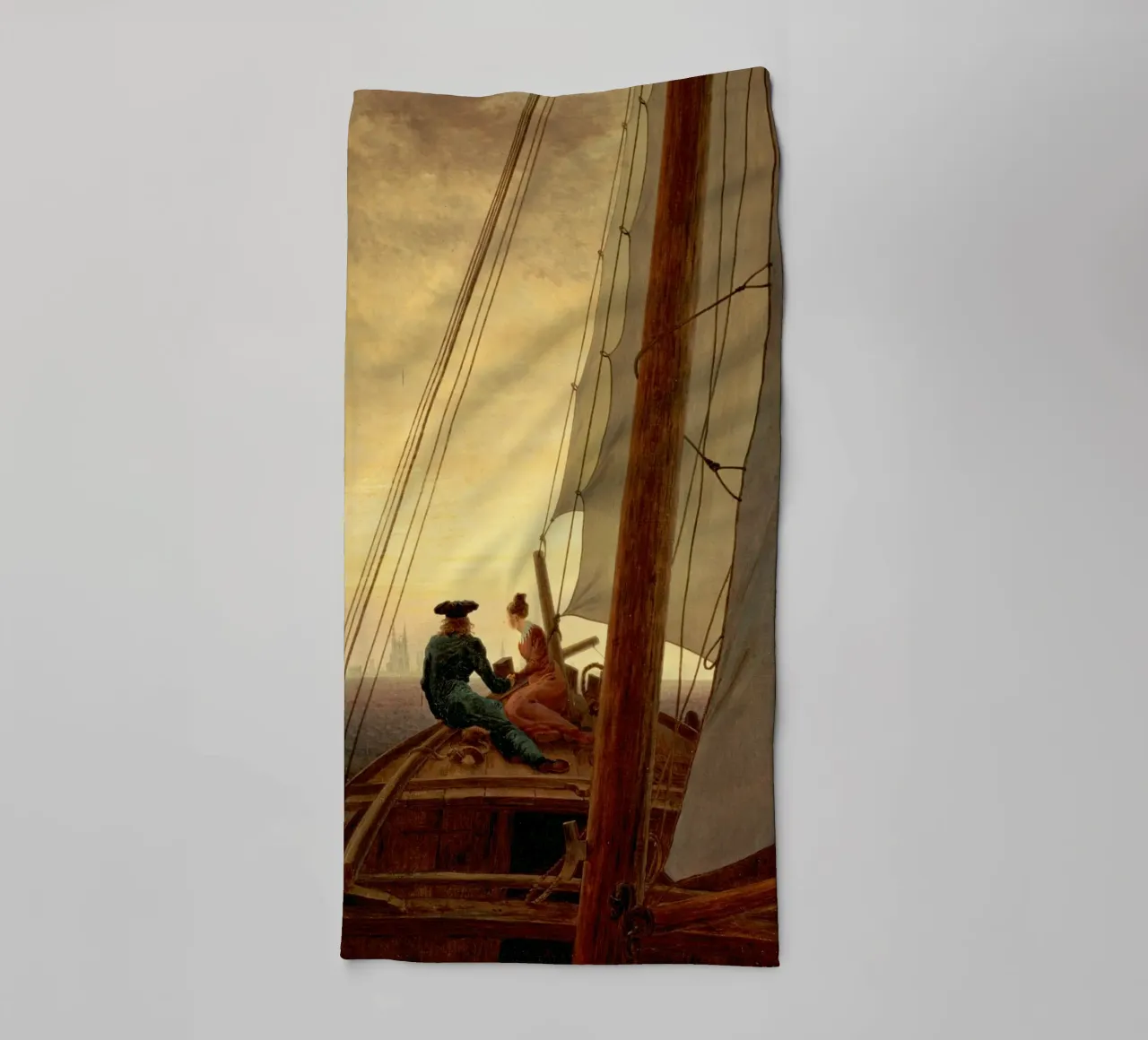 Caspar David Friedrich - A Sulla nave a vela asciugamano da bagno da Timeless Artworks