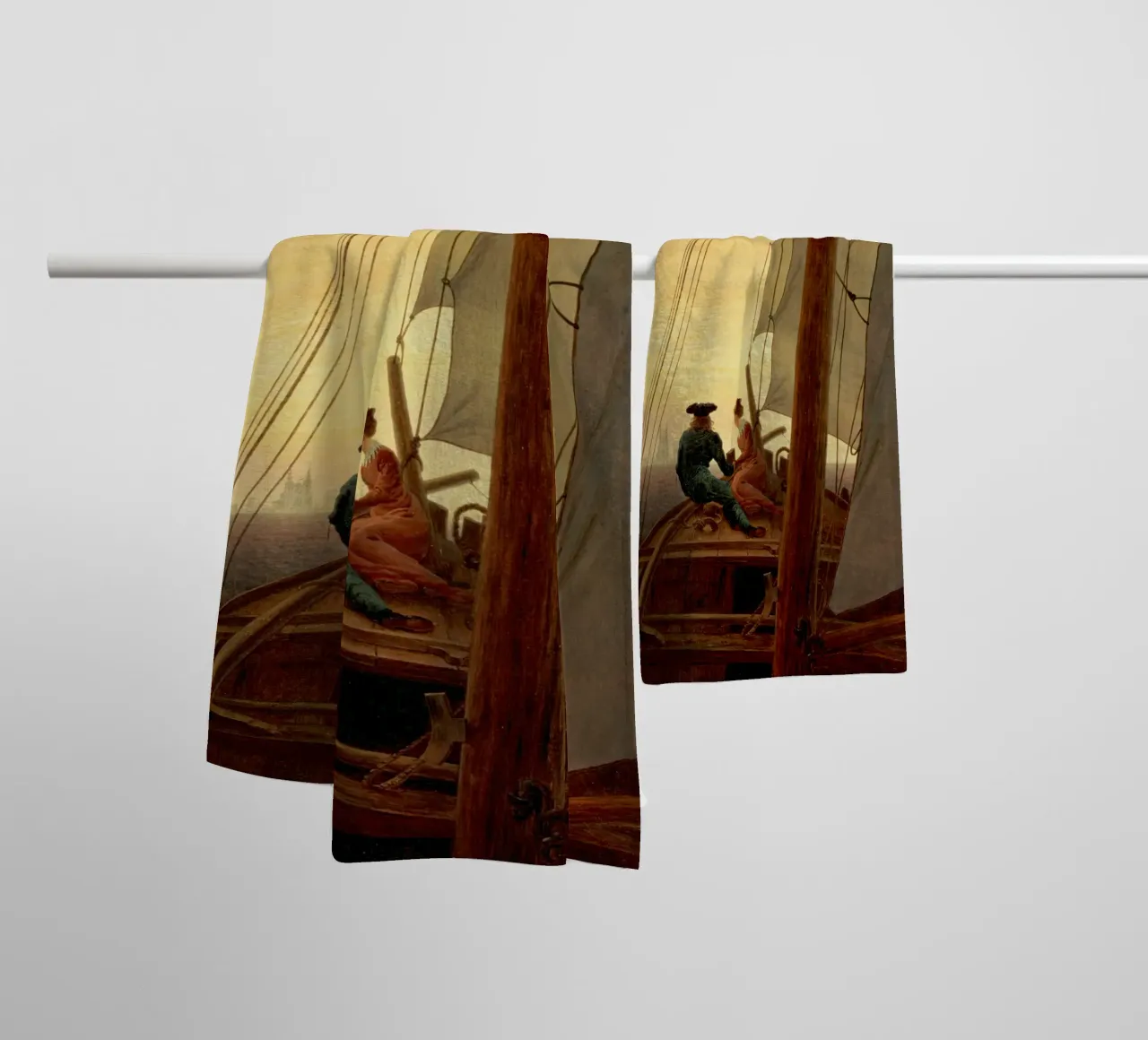 Caspar David Friedrich - A Sulla nave a vela asciugamano da bagno da Timeless Artworks