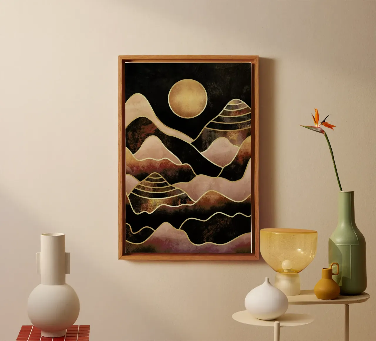 Sunkissed Mountains canvas with Floater frame by Elisabeth Fredriksson