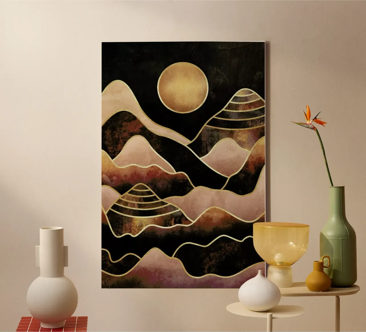 Sunkissed Mountains canvas with Floater frame by Elisabeth Fredriksson