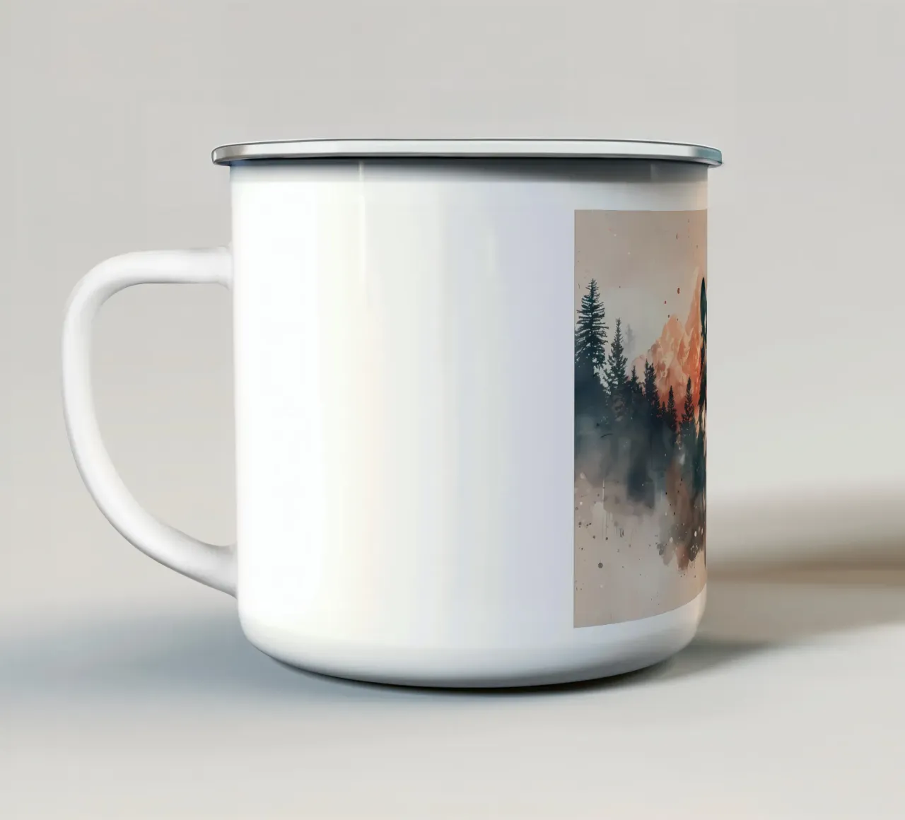 Animale lupo tazza in smalto da Pierre Walton