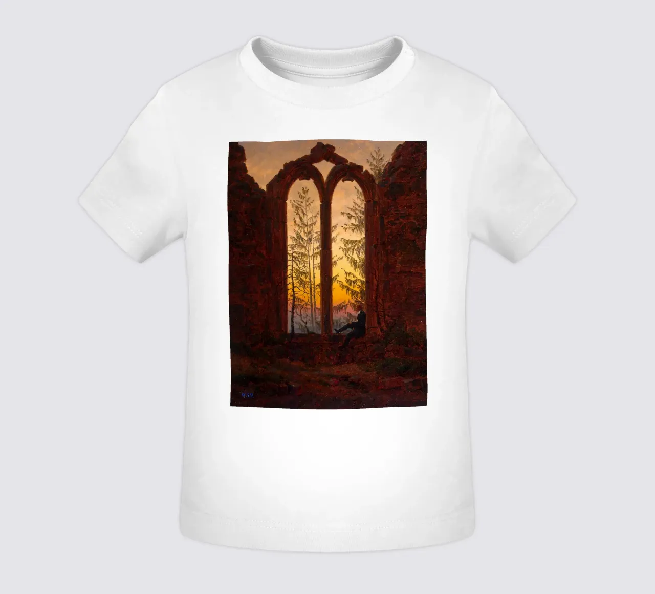 Caspar David Friedrich - Rovine di Oybin maglietta neonato da Timeless Artworks