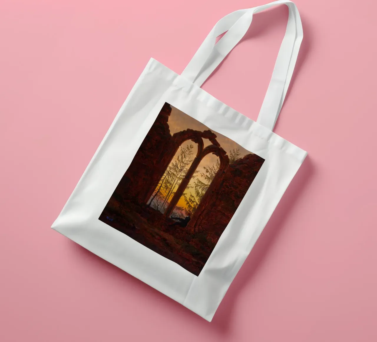 Caspar David Friedrich - Rovine di Oybin borsa in juta da Timeless Artworks