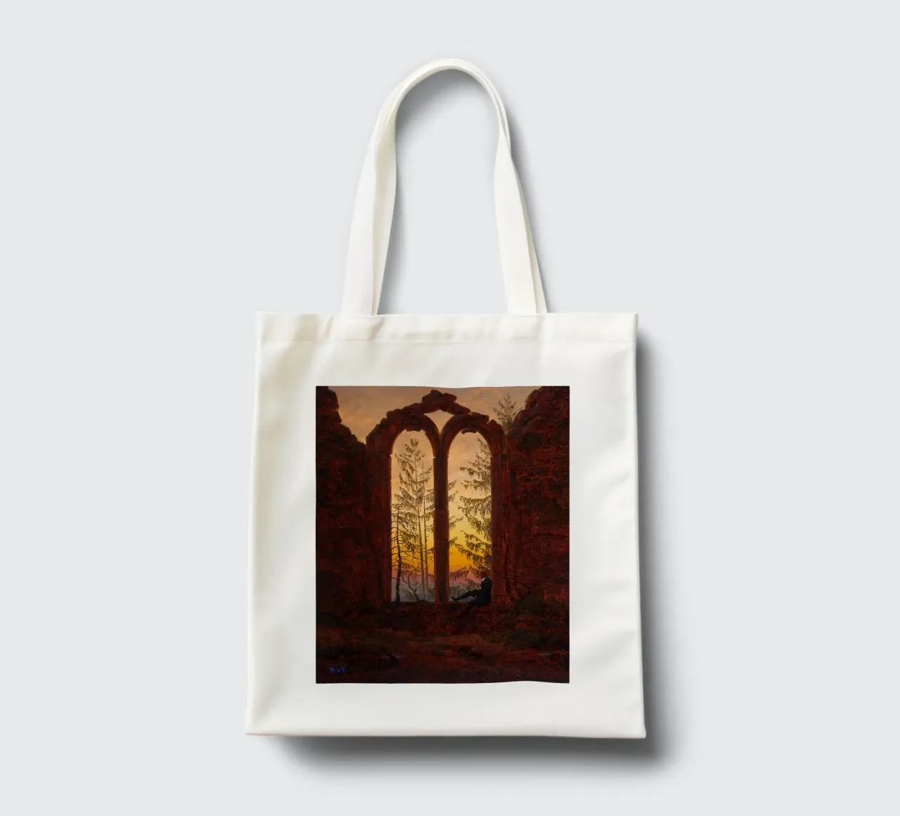 Caspar David Friedrich - Rovine di Oybin borsa in juta da Timeless Artworks