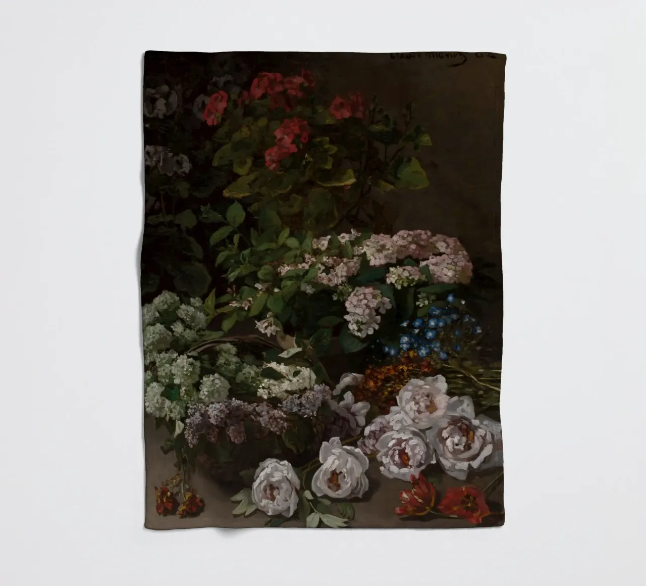 Claude Monet - Fiori di primavera (1864) coperta in pile da Timeless Artworks