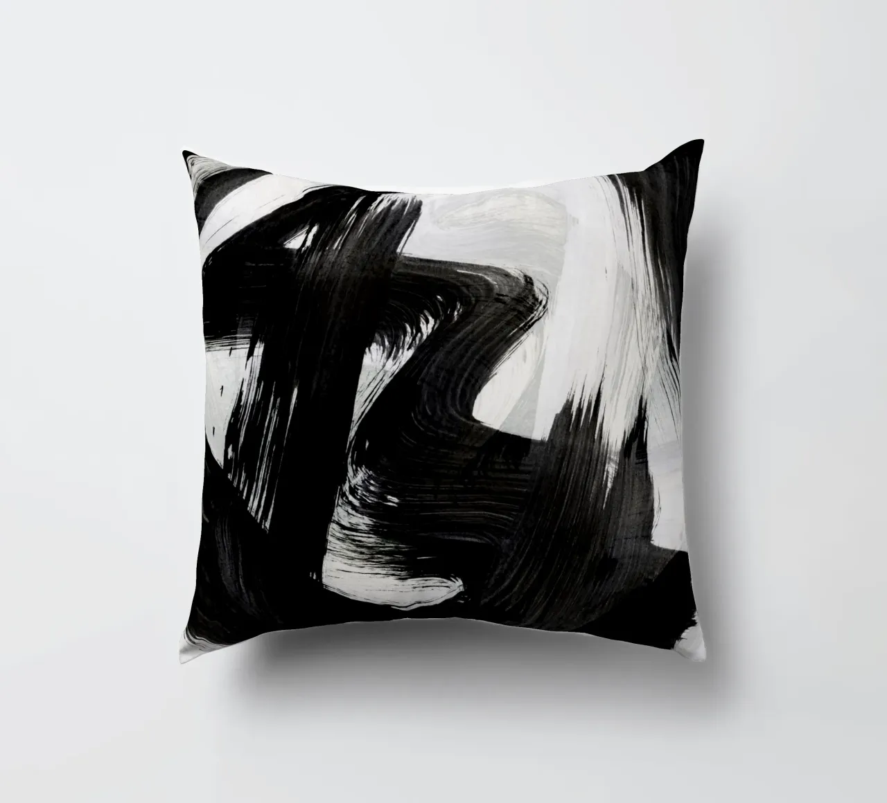 Strokes 19 | Black & White Brushstroke Expressionism cuscino da sabidussi