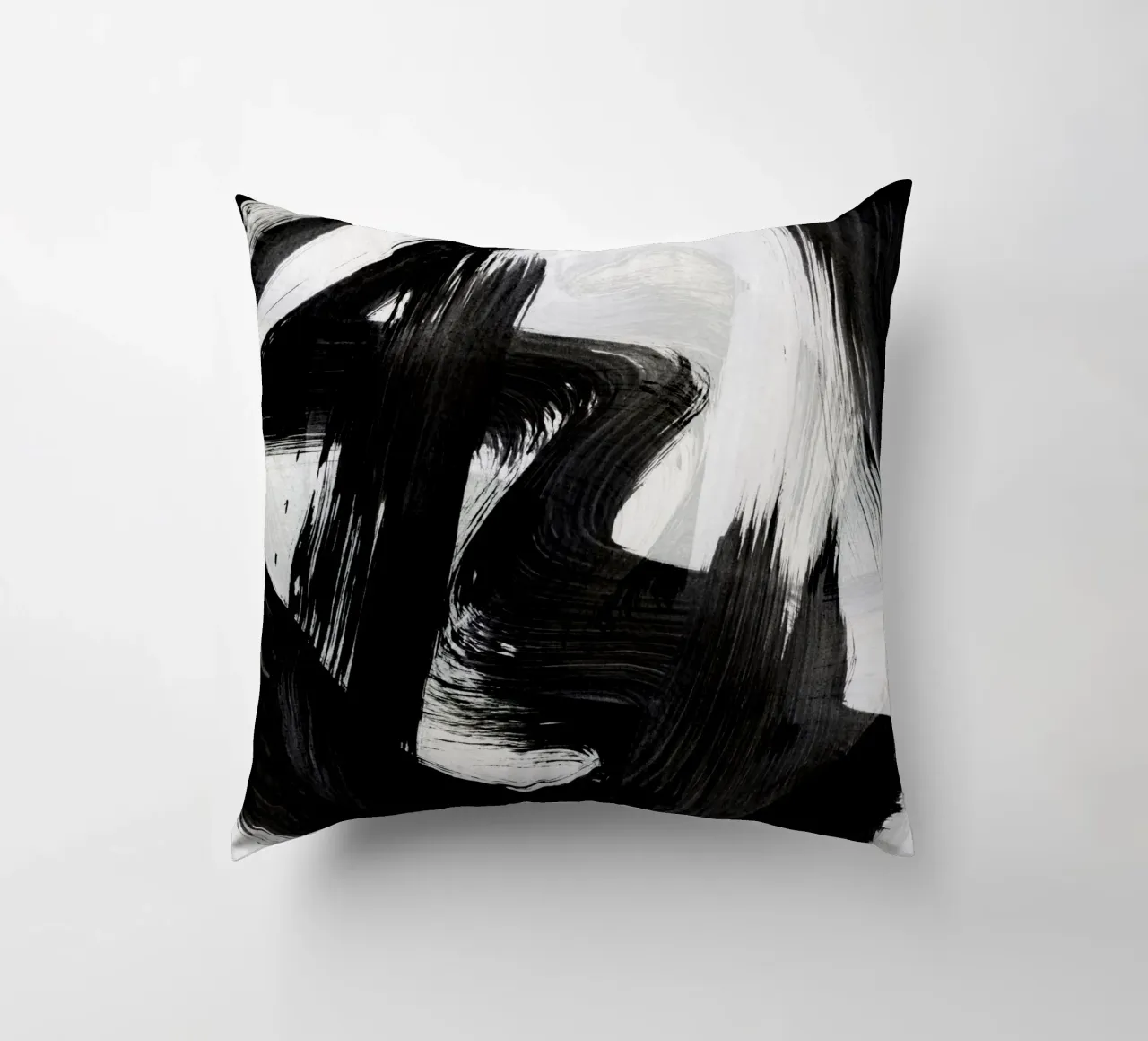 Strokes 19 | Black & White Brushstroke Expressionism cuscino da sabidussi