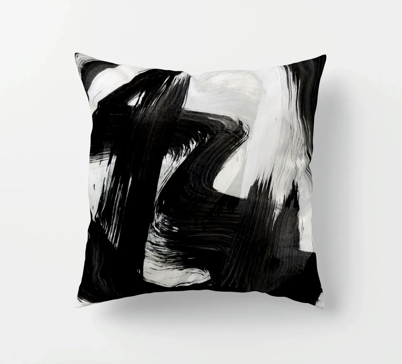 Strokes 19 | Black & White Brushstroke Expressionism cuscino da sabidussi
