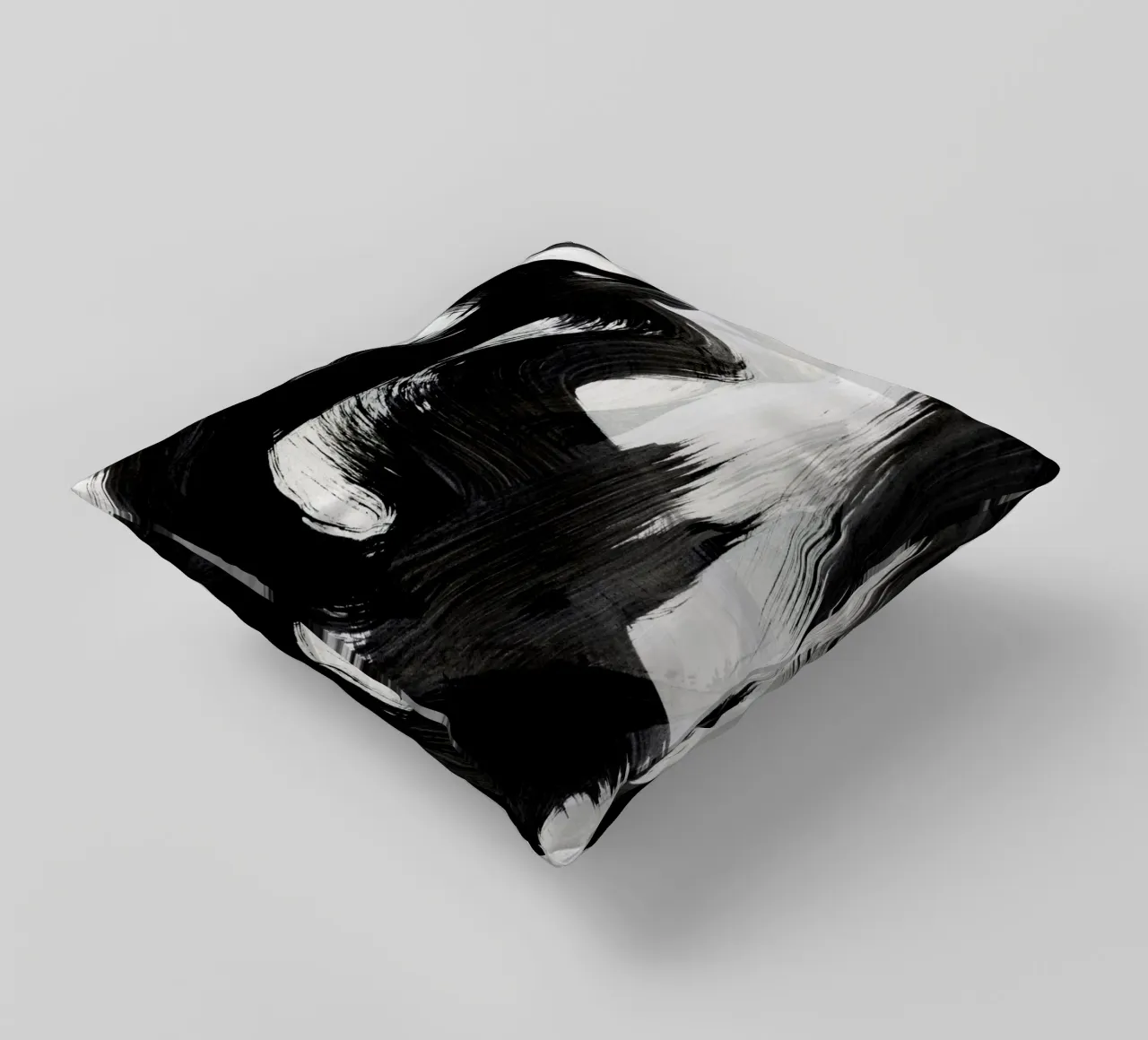 Strokes 19 | Black & White Brushstroke Expressionism cuscino da sabidussi