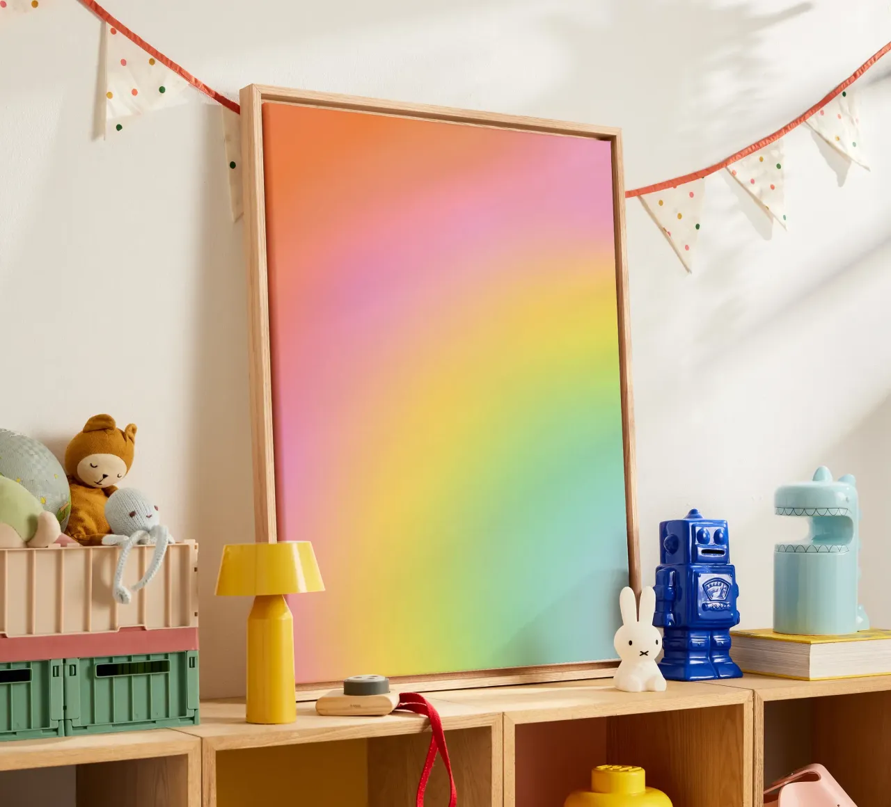 Dromerig Regenboog Kleurverloop canvas van Dominique Vari Abstract