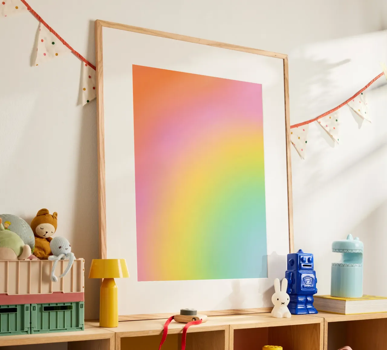Dreamy Candy Rainbow Gradient poster with aluminum frame by Dominique Vari Abstract