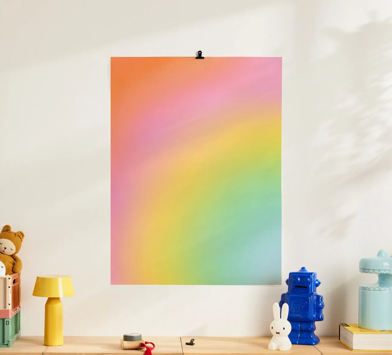 Dreamy Candy Rainbow Gradient poster with aluminum frame by Dominique Vari Abstract