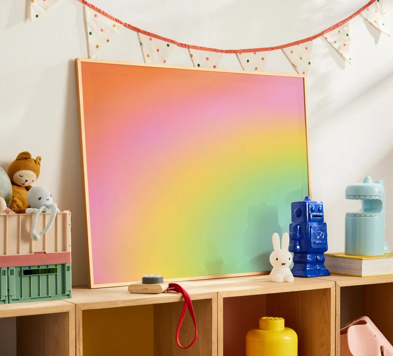 Dreamy Candy Rainbow Gradient poster with aluminum frame by Dominique Vari Abstract