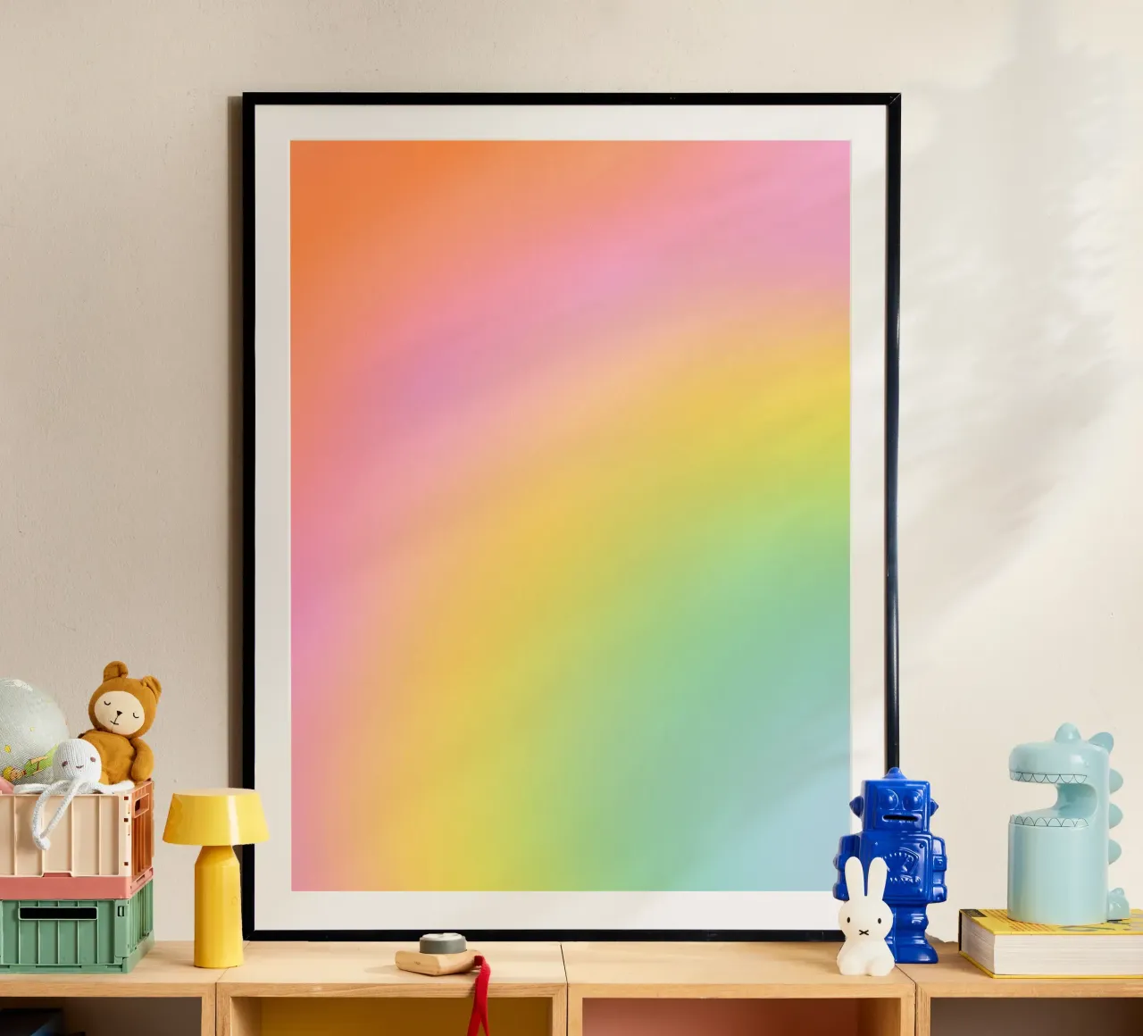 Dreamy Candy Rainbow Gradient poster with aluminum frame by Dominique Vari Abstract