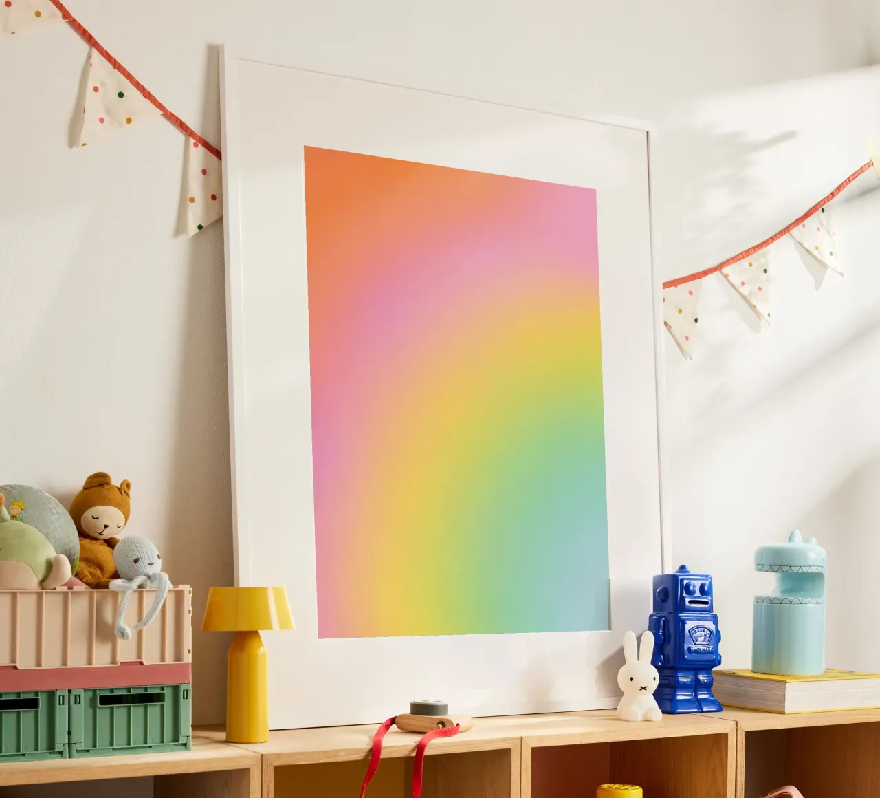 Dreamy Candy Rainbow Gradient poster with aluminum frame by Dominique Vari Abstract