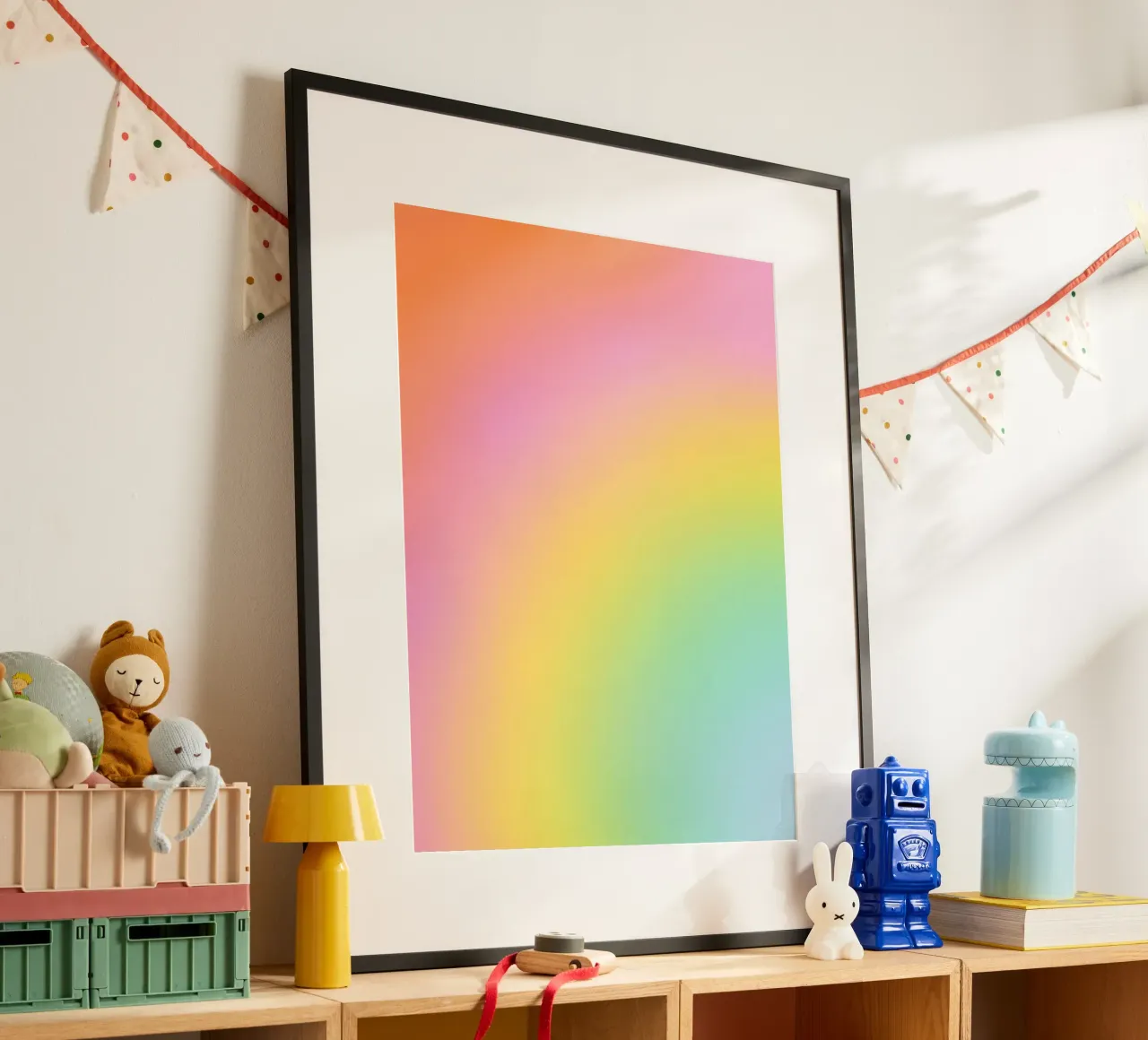 Dreamy Candy Rainbow Gradient poster with aluminum frame by Dominique Vari Abstract