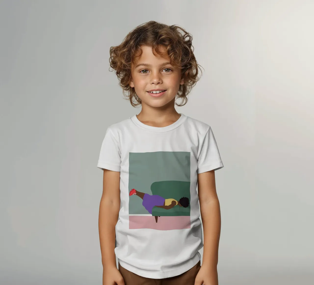 Couch Relaxation Pose kids t-shirt by Demar Galleria