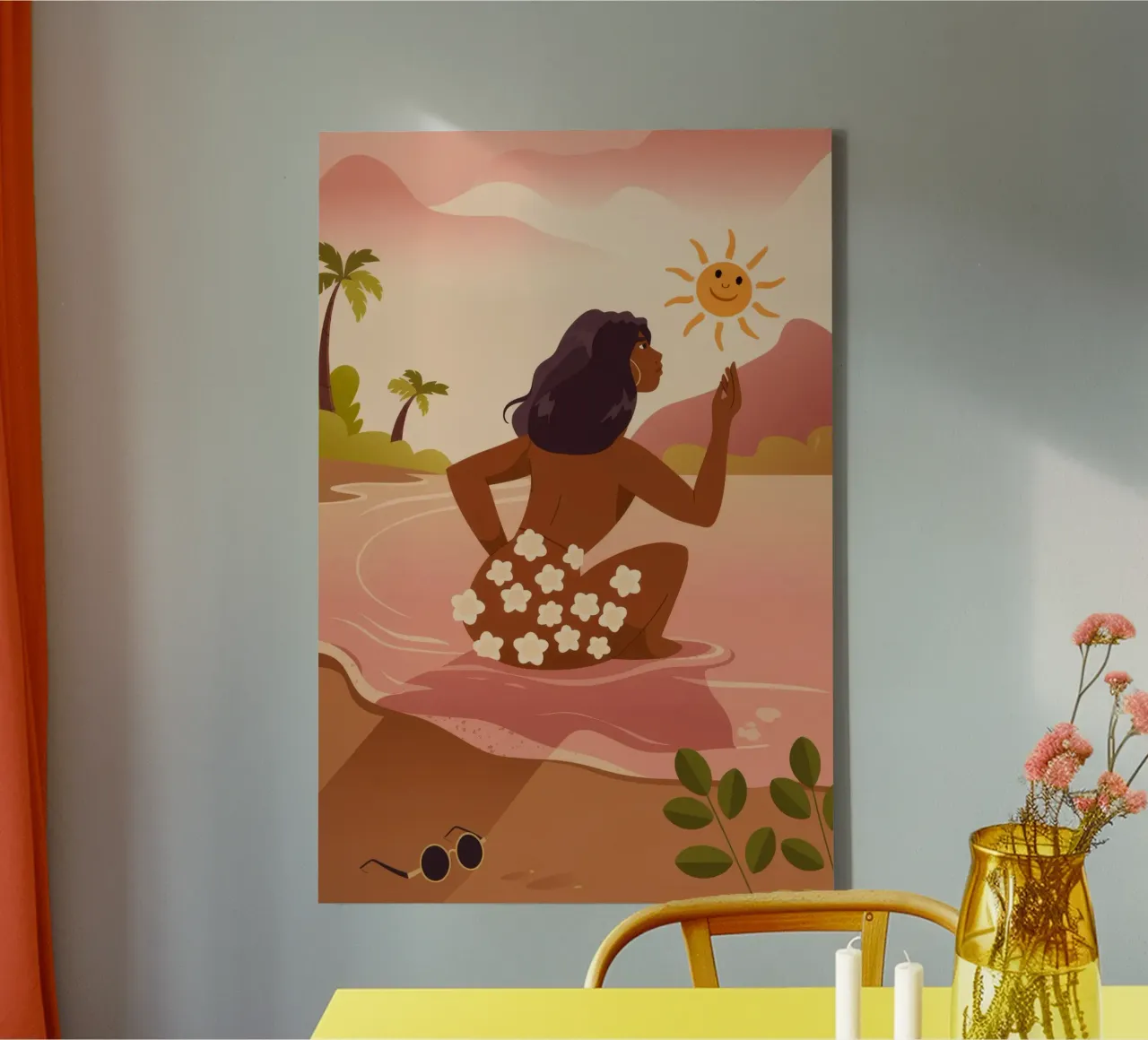 Water en zon canvas met Baklijst van Demar Galleria