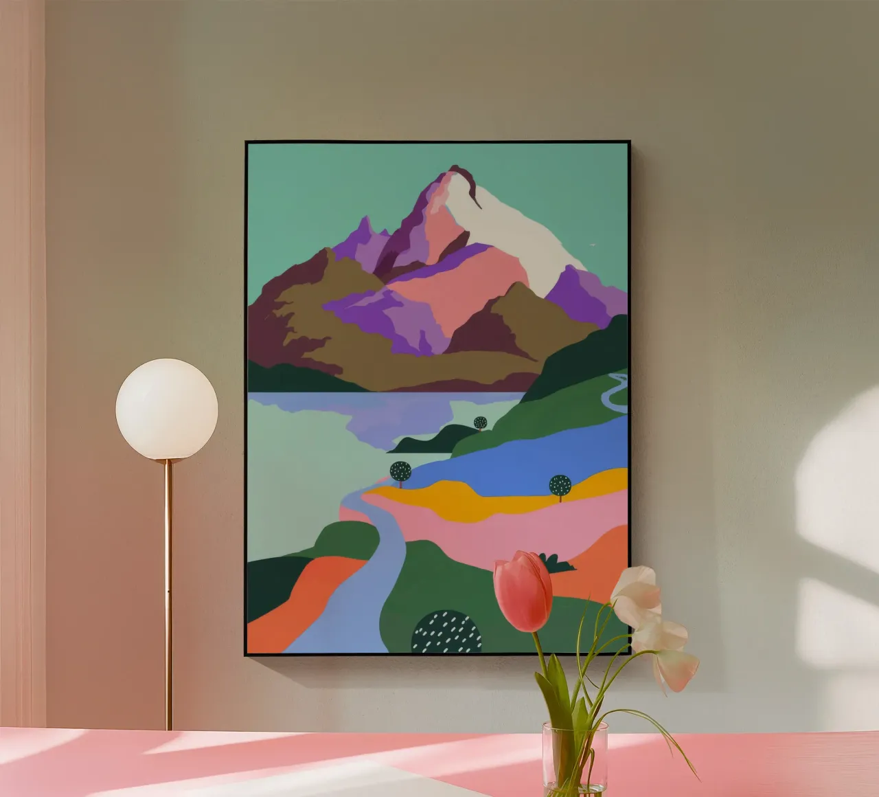 Scena del fiume di montagna plexiglass da Demar Galleria