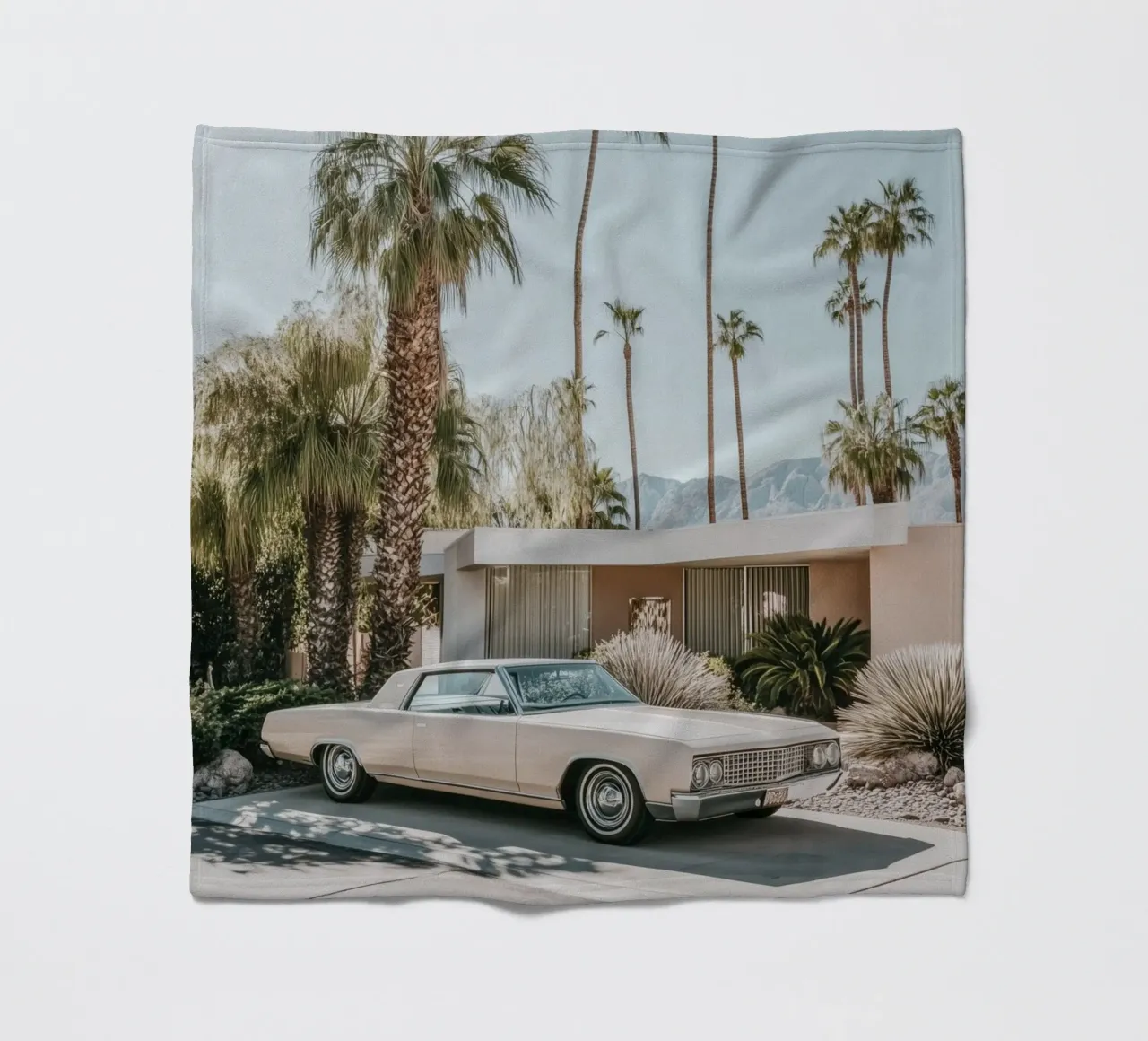 Palm Springs nostalgic architecture fleece blanket by Carinaprint