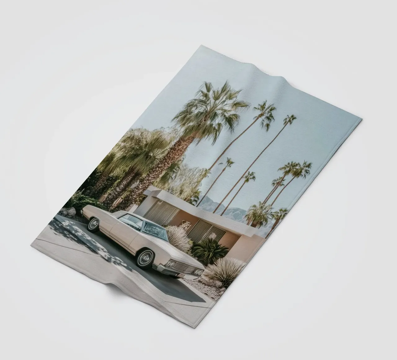 Palm Springs nostalgic architecture fleece blanket by Carinaprint