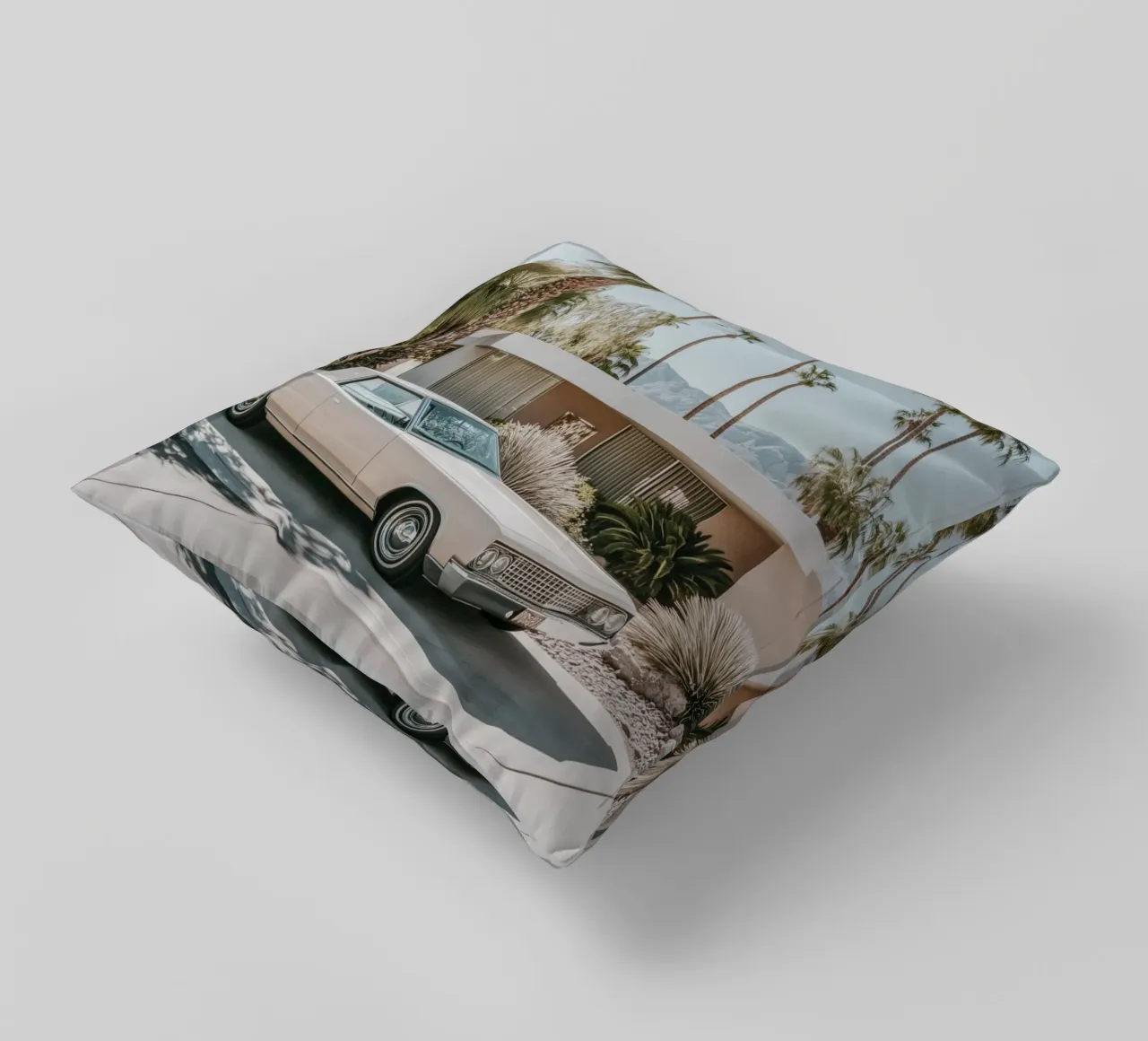 Palm Springs nostalgic architecture decorative cushion by Carinaprint