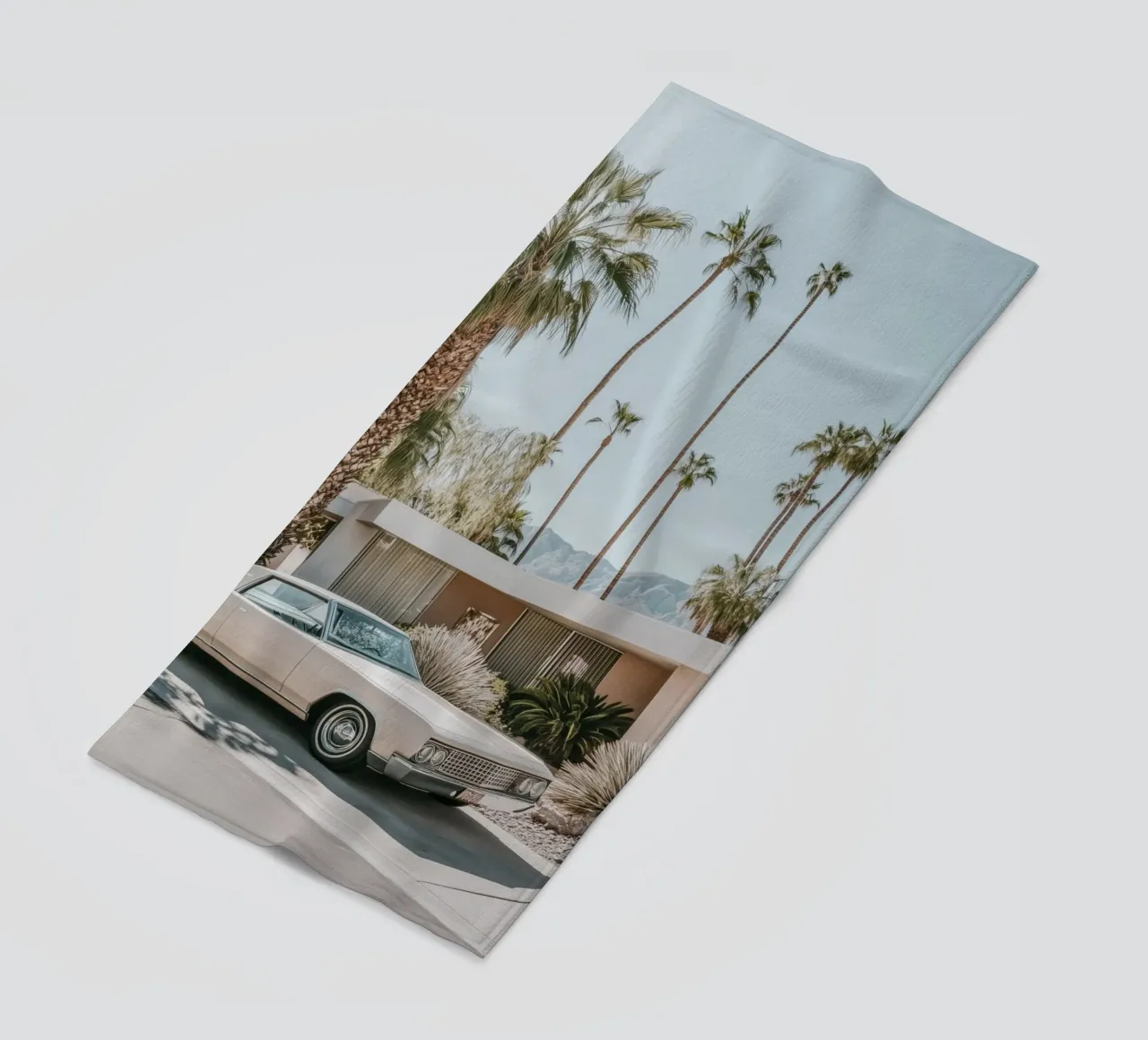 Palm Springs nostalgic architecture beach towel by Carinaprint