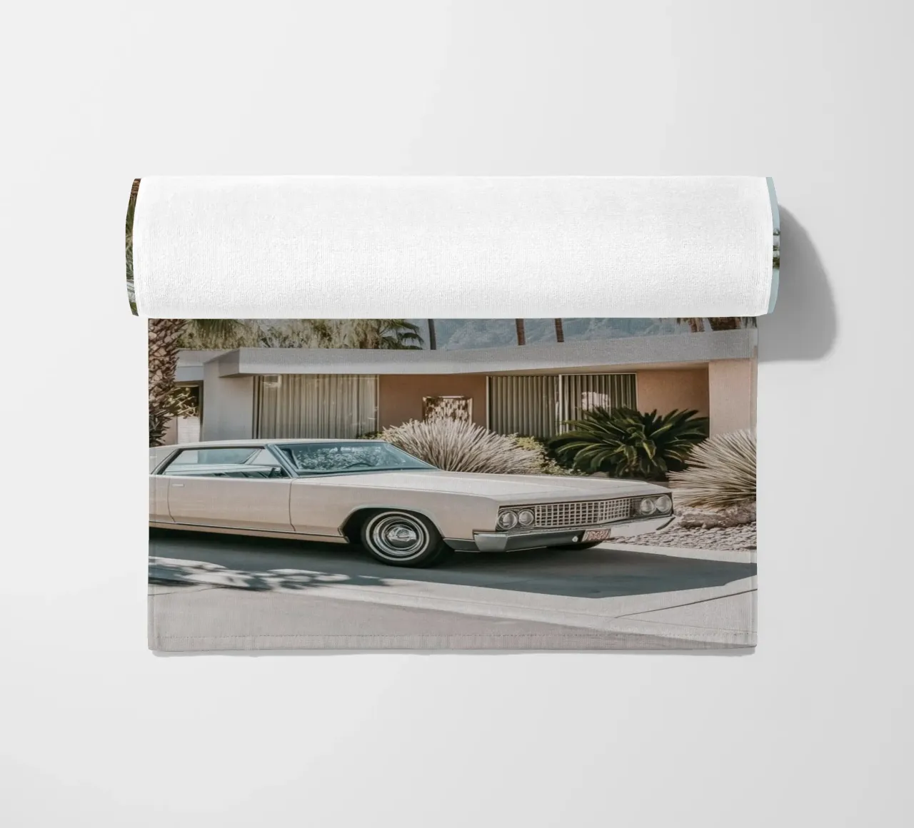 Palm Springs nostalgic architecture beach towel by Carinaprint