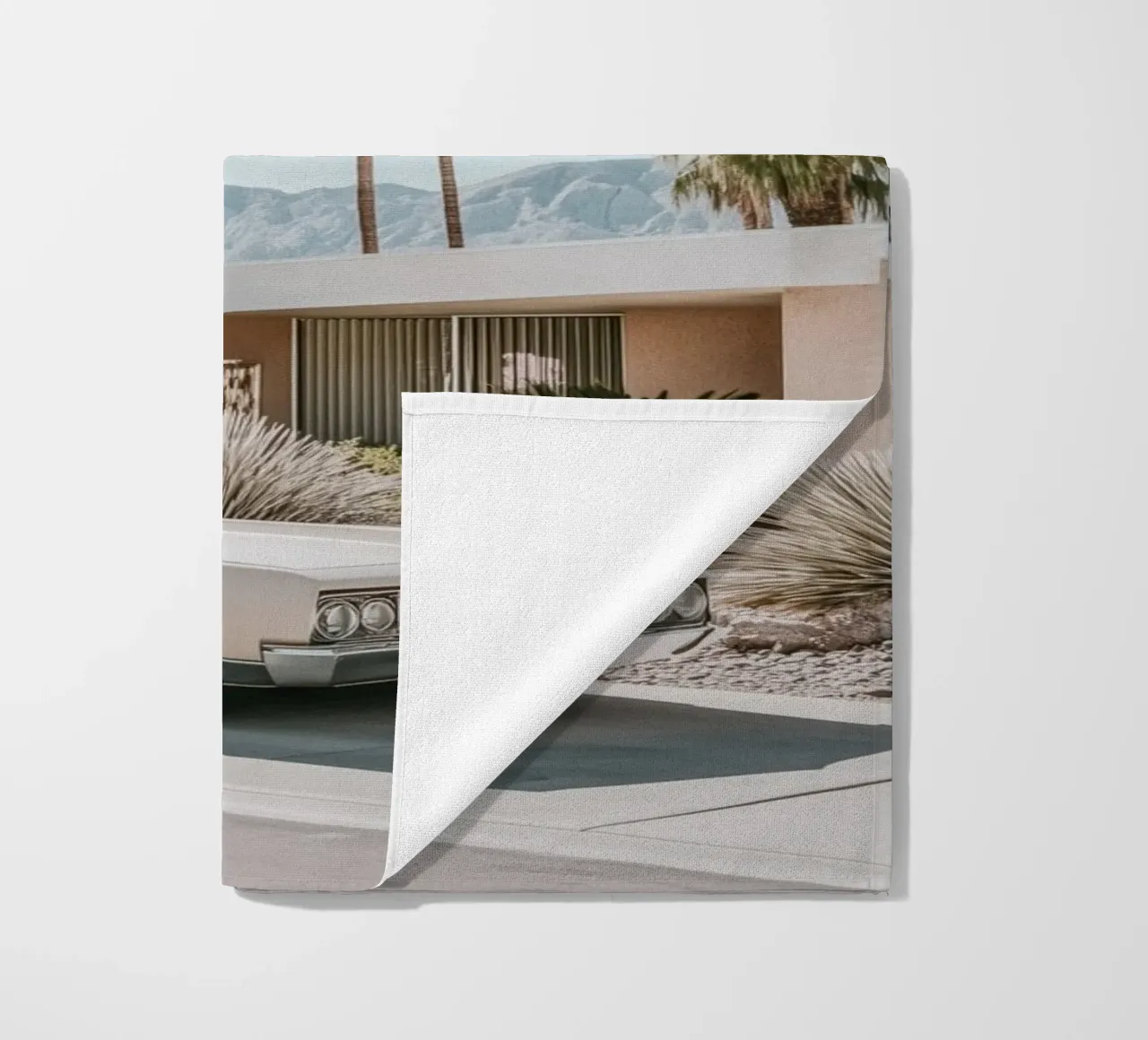 Palm Springs nostalgic architecture beach towel by Carinaprint