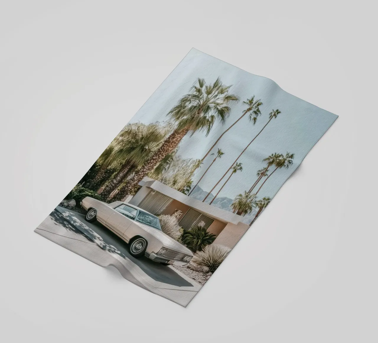 Palm Springs nostalgic architecture beach towel by Carinaprint