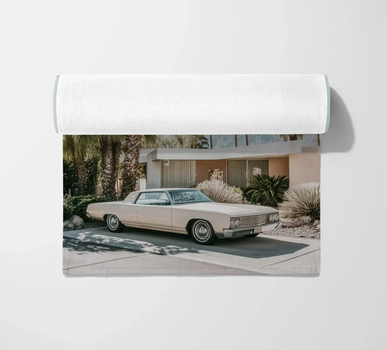 Palm Springs nostalgic architecture beach towel by Carinaprint