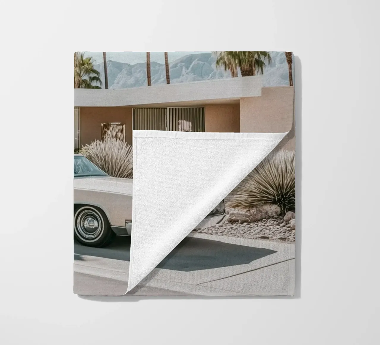 Palm Springs nostalgic architecture beach towel by Carinaprint