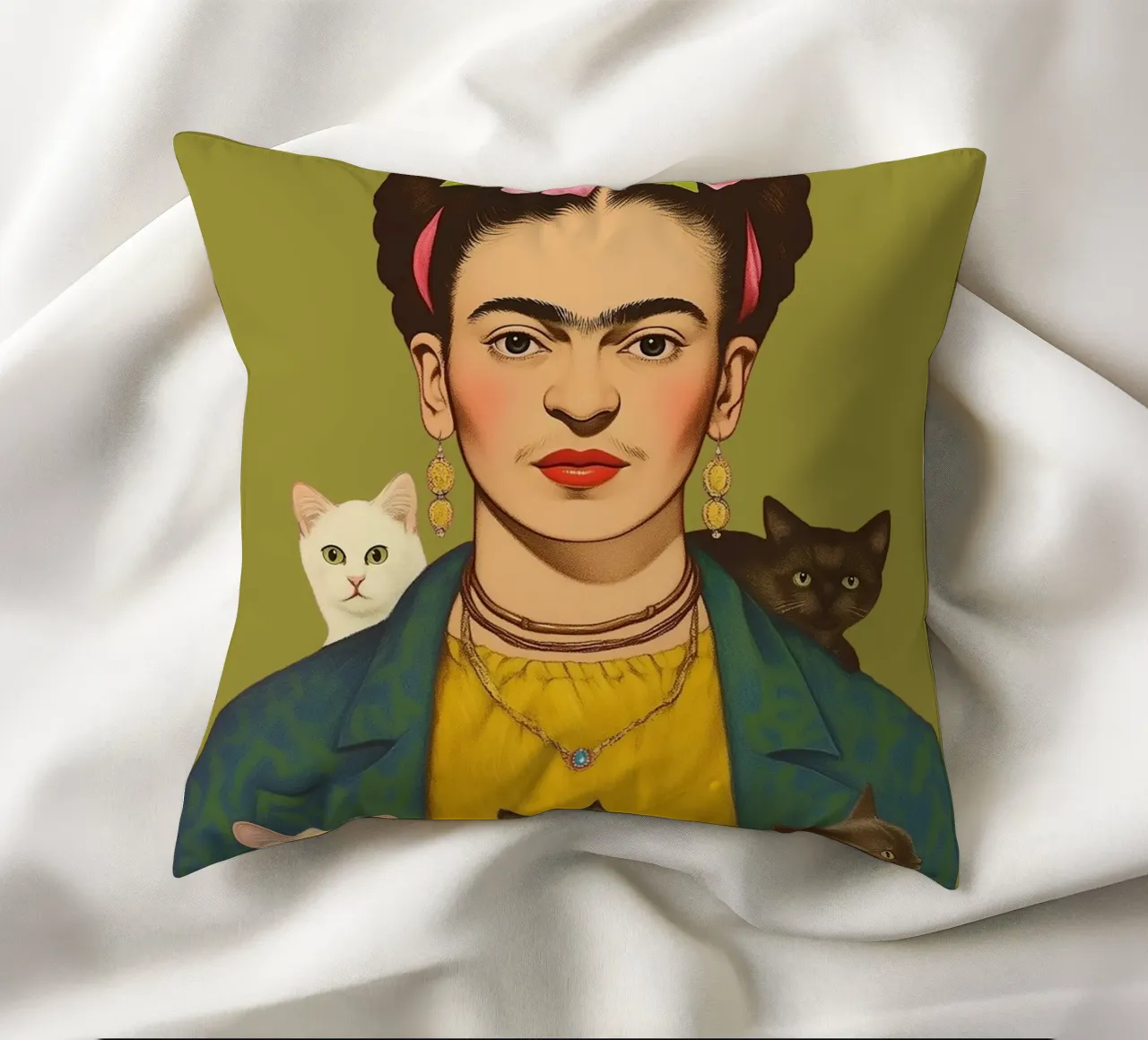 Il simpatico gatto di Frida cuscino da Carinaprint