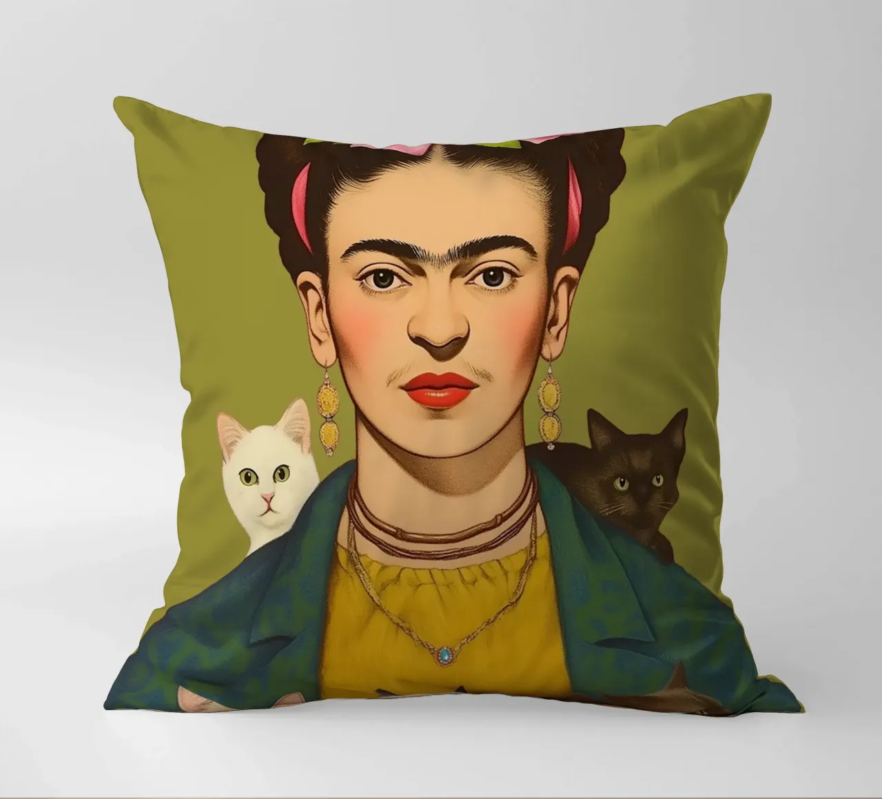 Il simpatico gatto di Frida cuscino da Carinaprint