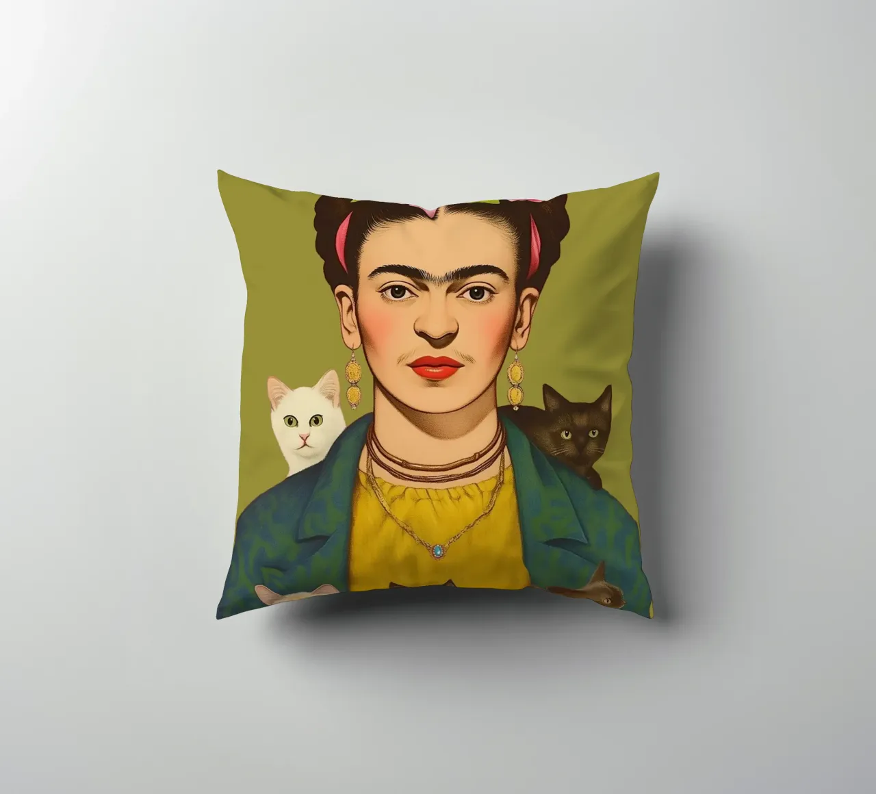 Il simpatico gatto di Frida cuscino da Carinaprint