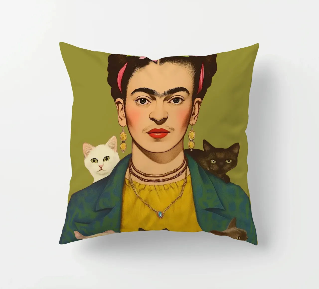 Il simpatico gatto di Frida cuscino da Carinaprint