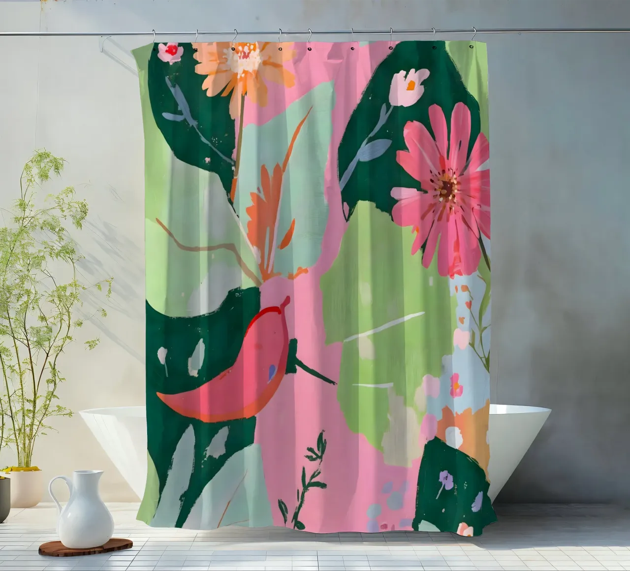 Floral & Chili Pepper shower curtain by 83oranges