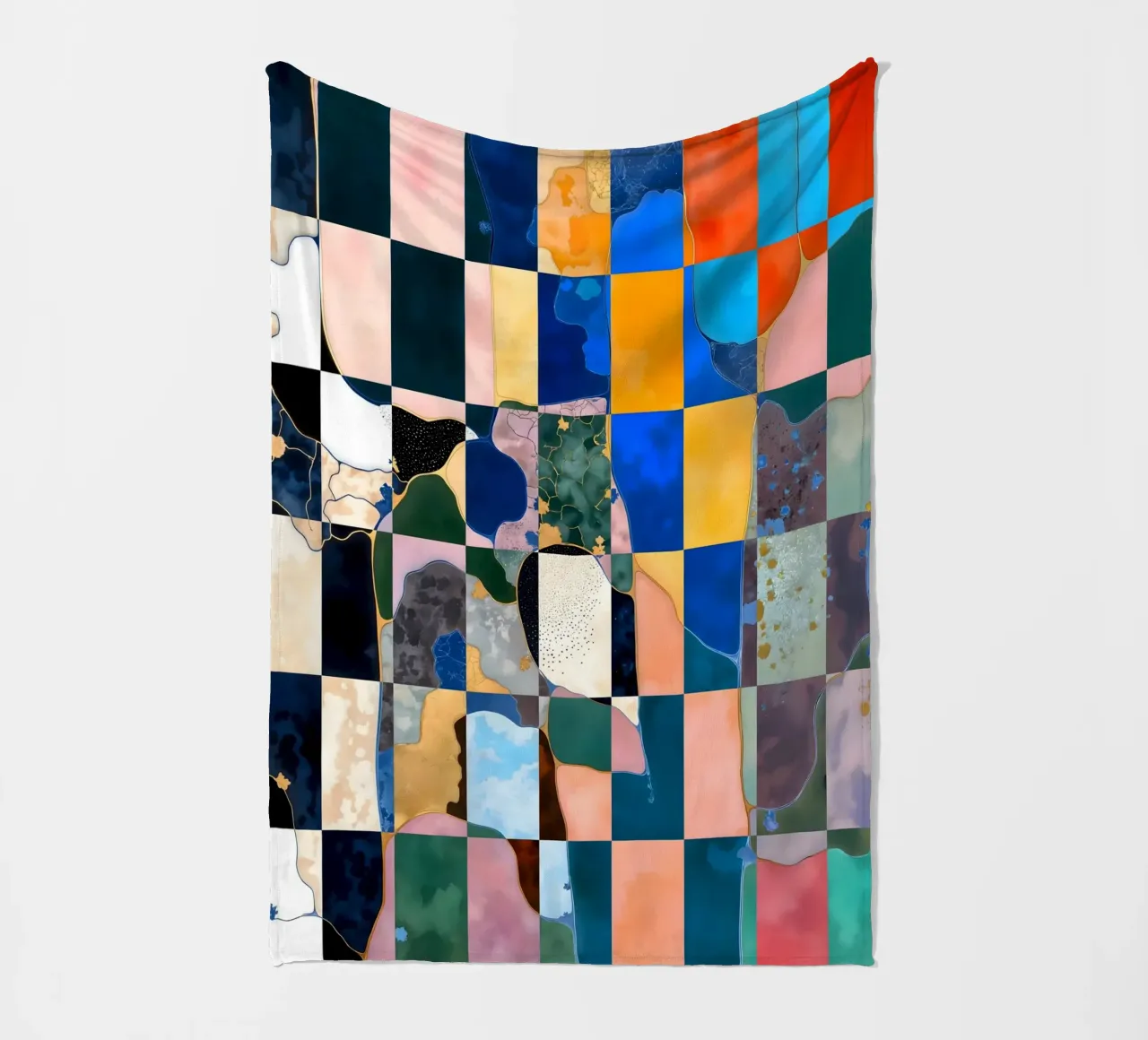Luxe Checkerboard Abstract Marble Pattern fleece blanket by 83oranges