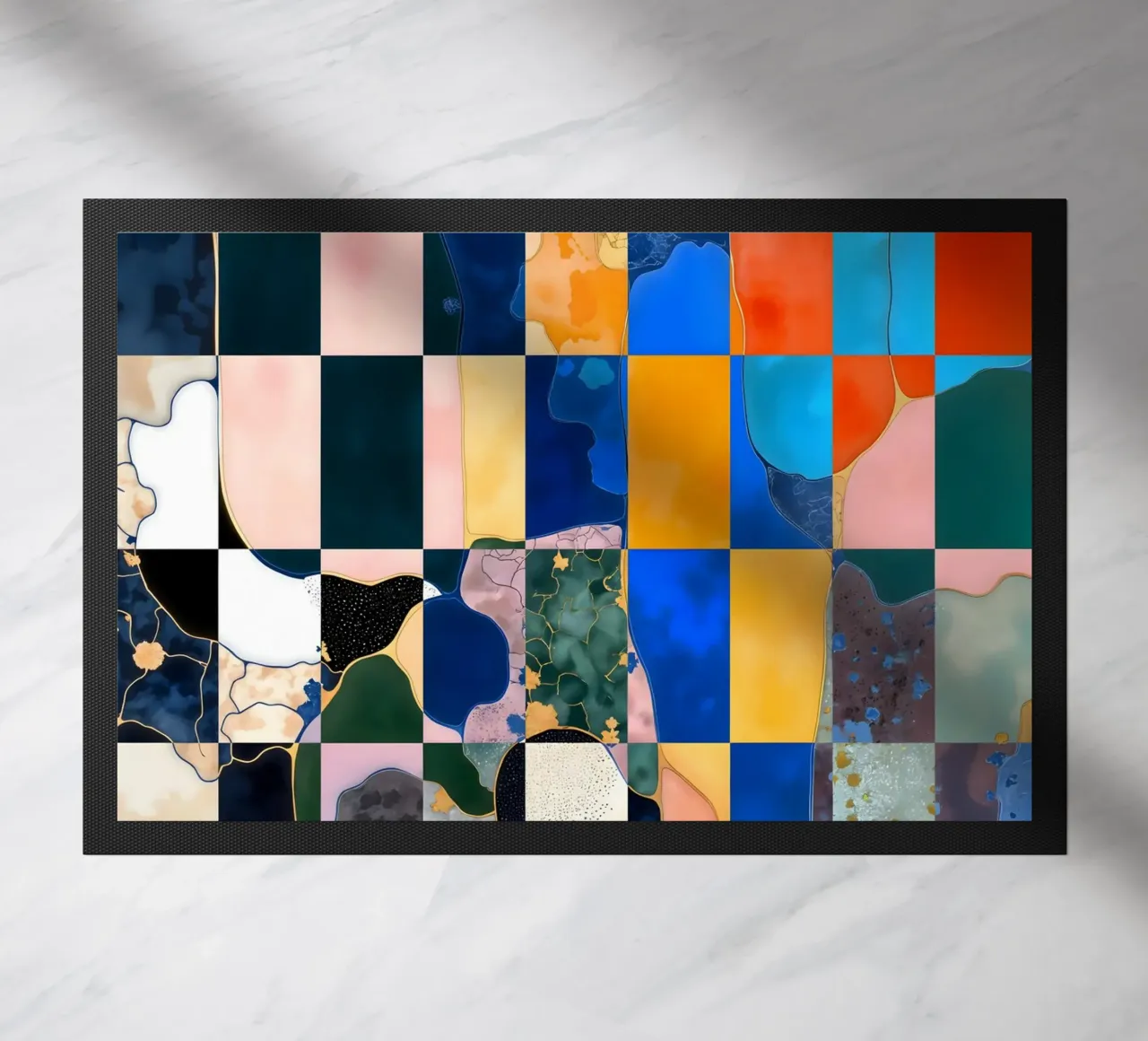 Luxe Checkerboard Abstract Marble Pattern doormat by 83oranges