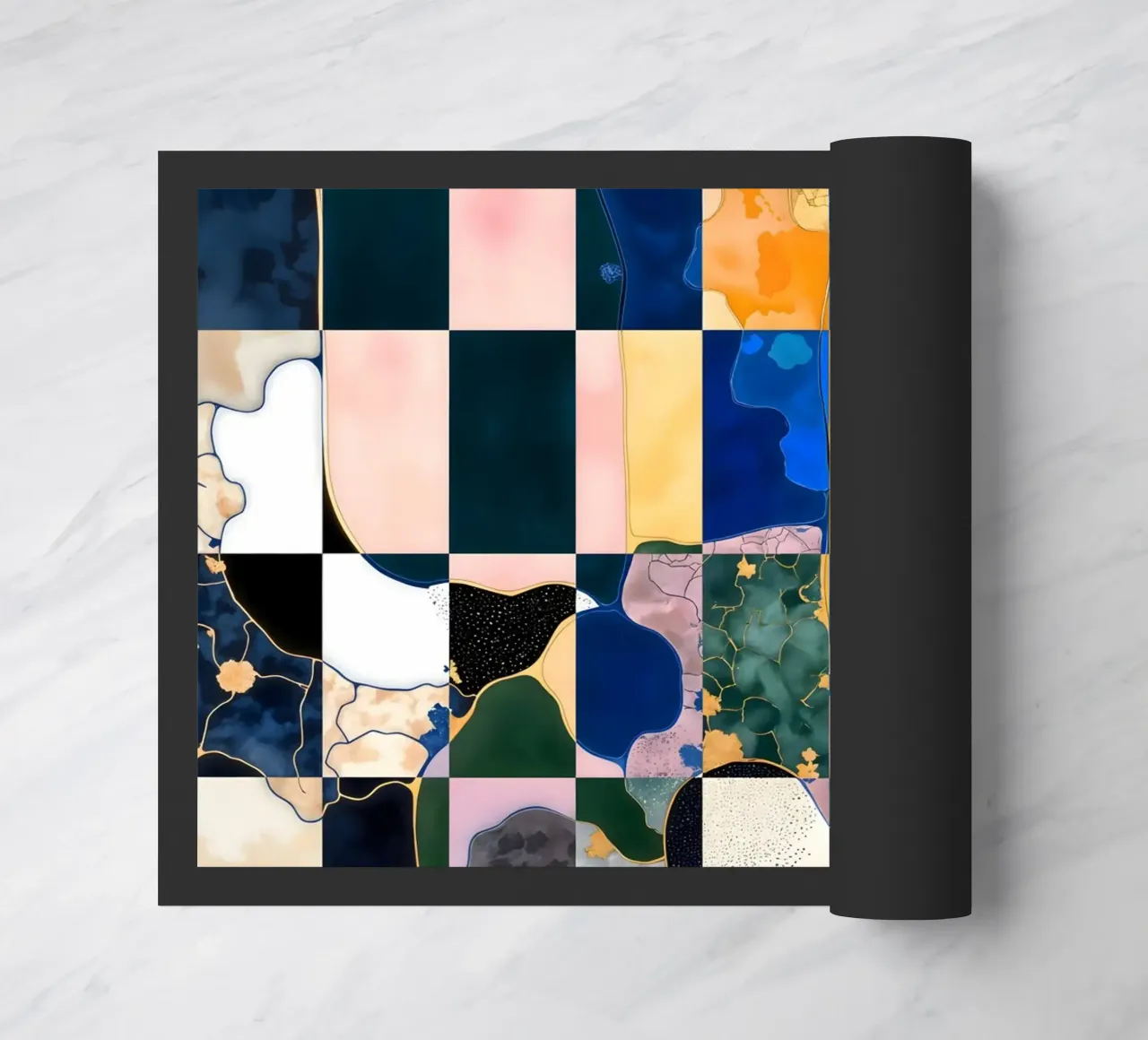 Luxe Checkerboard Abstract Marble Pattern doormat by 83oranges