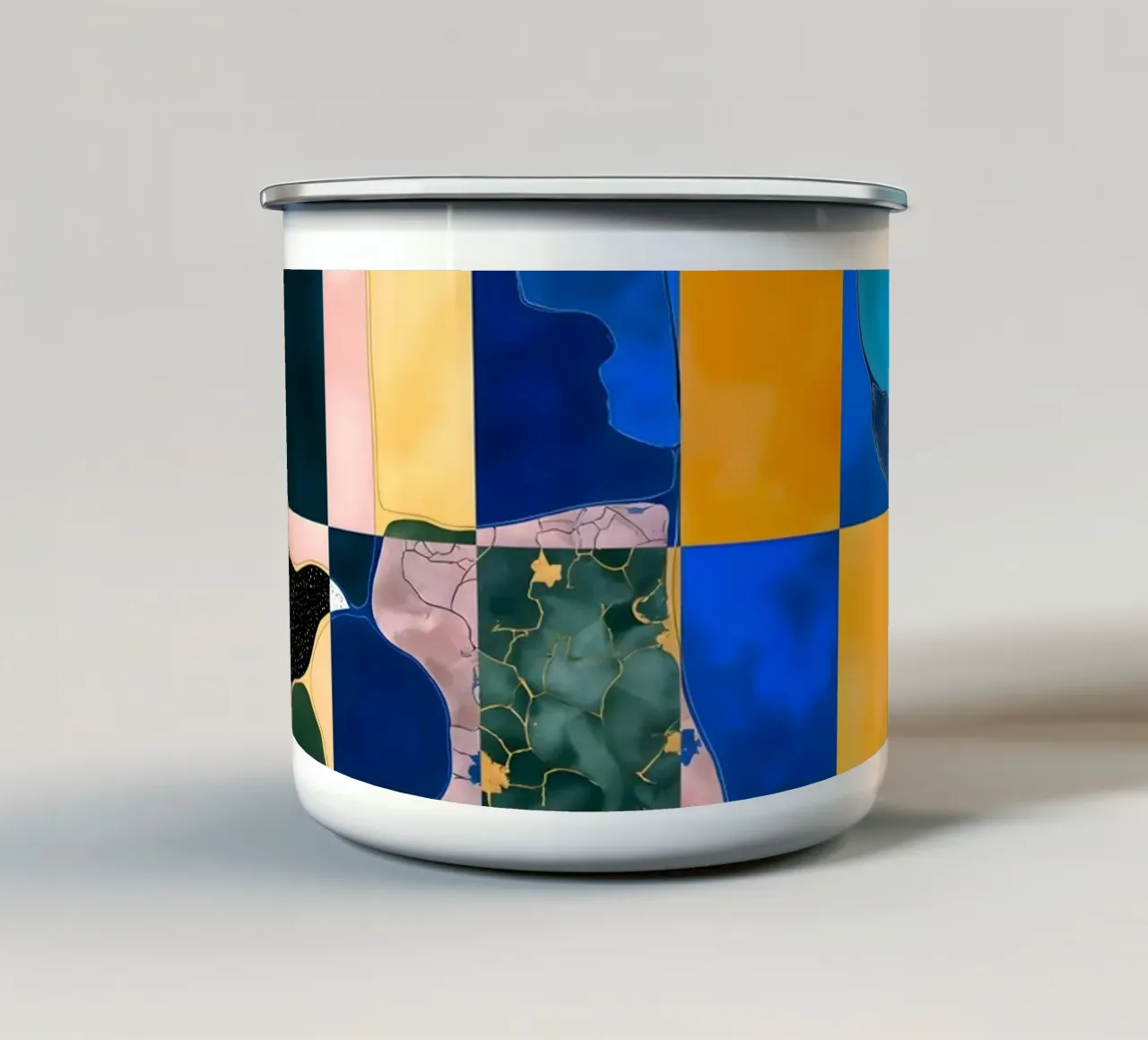 Luxe Checkerboard Abstract Marble Pattern enamel mug by 83oranges