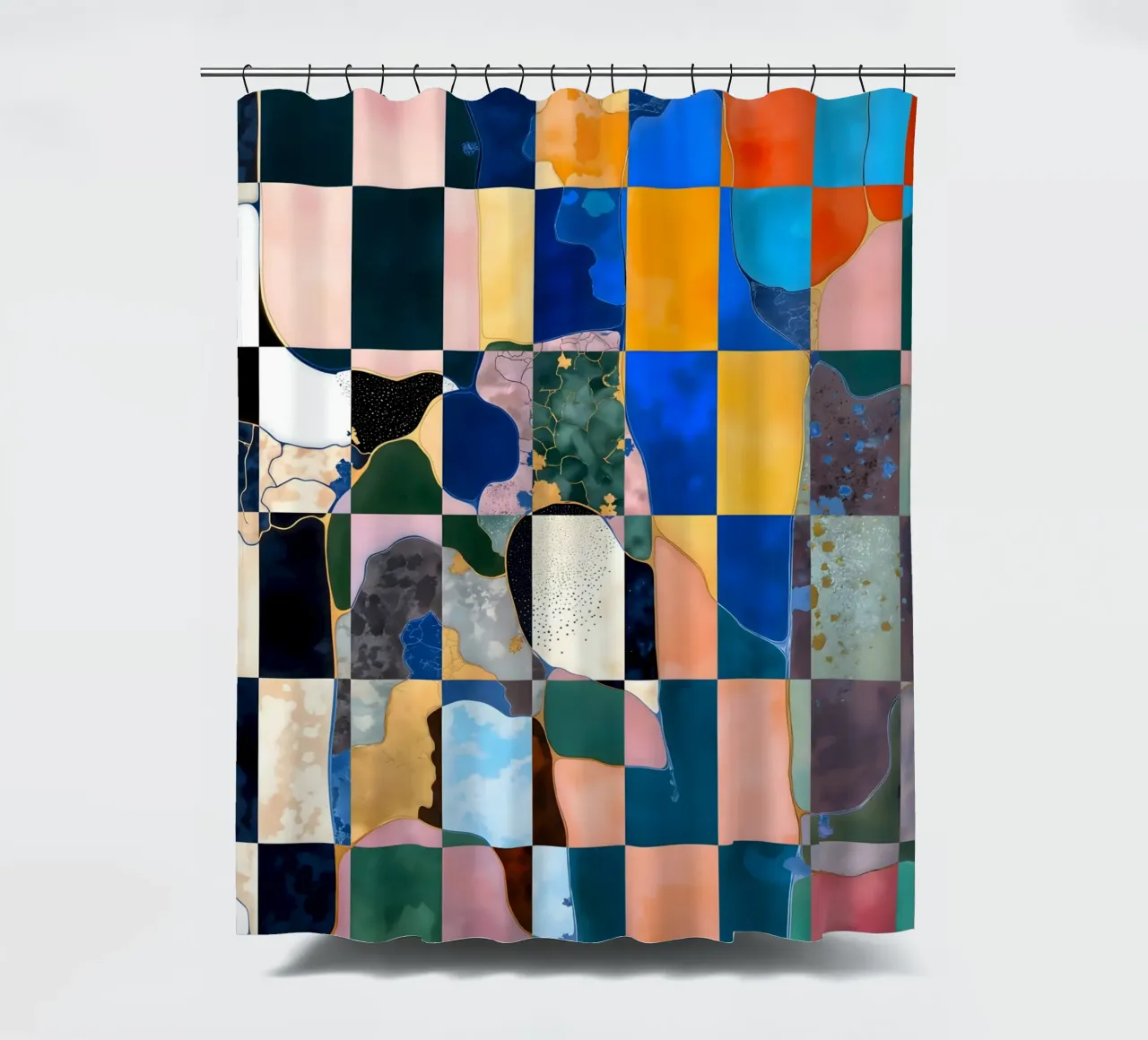 Luxe Checkerboard Abstraktes Marmormuster Duschvorhang von 83oranges