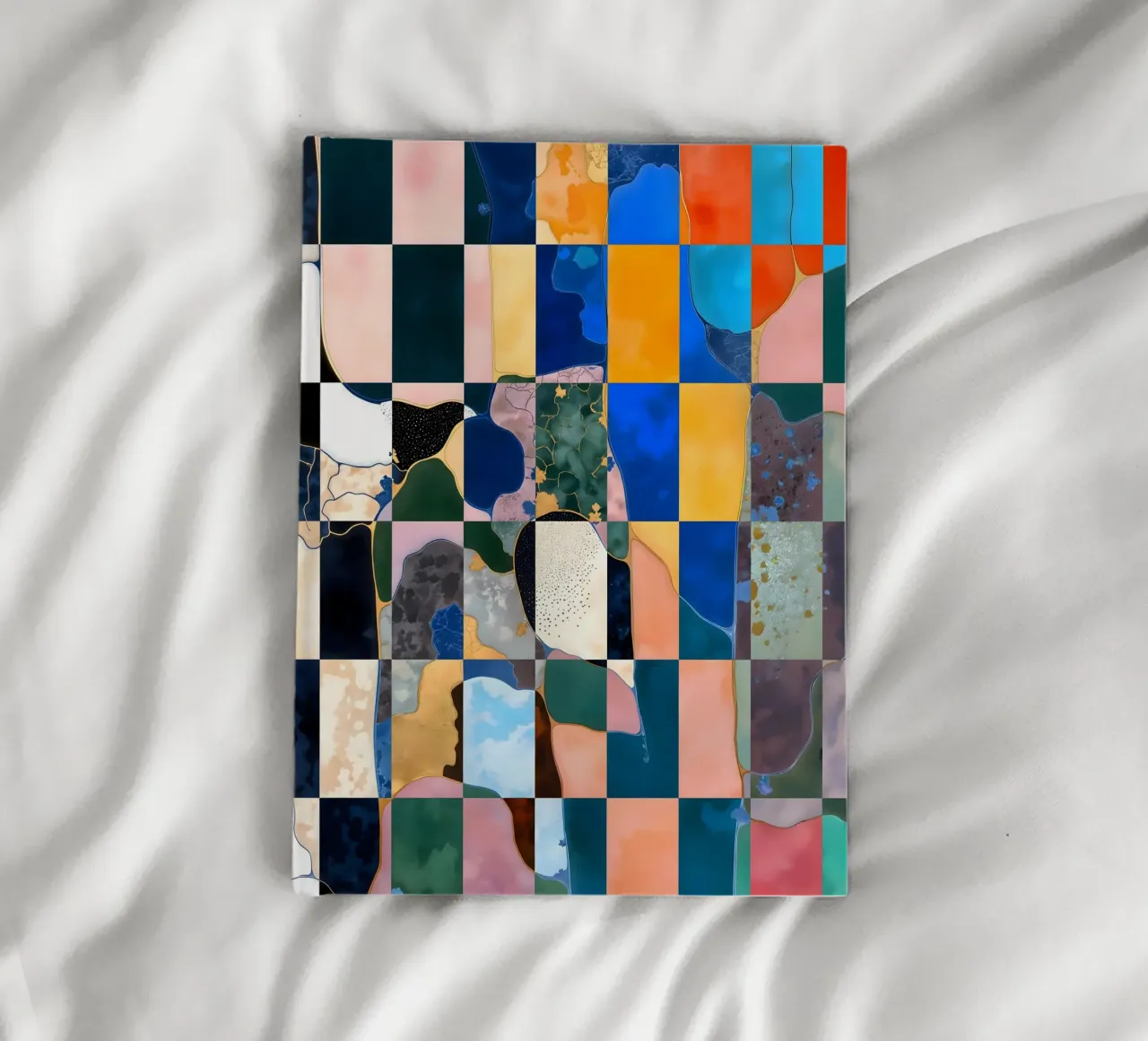 Luxe Checkerboard Abstract Marble Pattern notebook by 83oranges