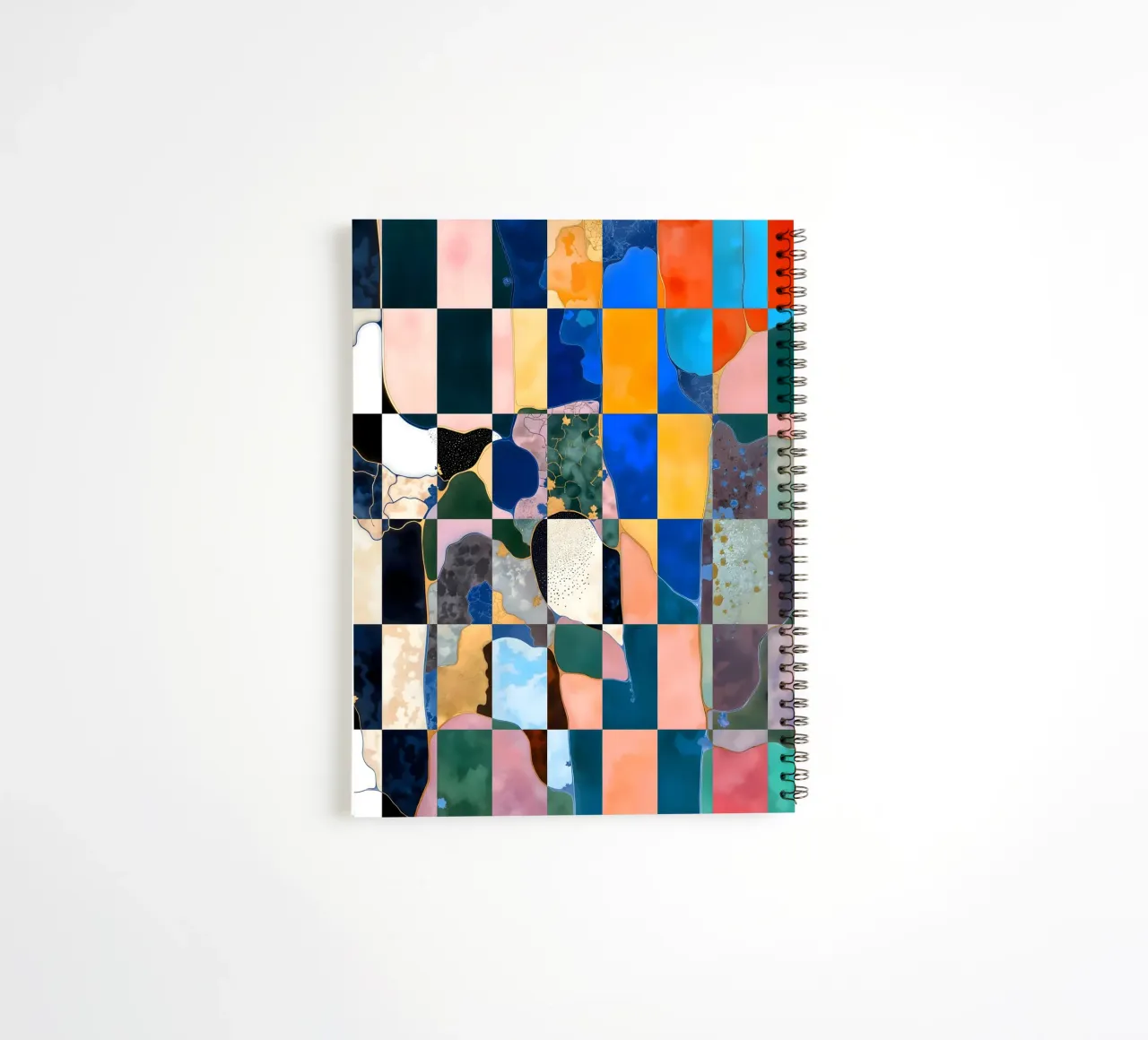 Luxe Checkerboard Abstract Marble Pattern spiral notebook by 83oranges