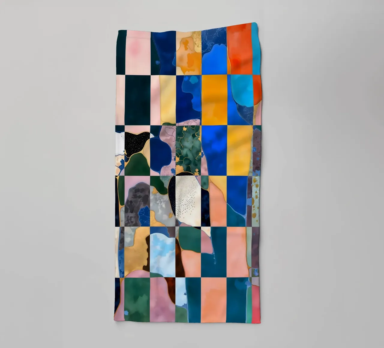 Motif marbré abstrait en damier de luxe serviette de bain de 83oranges